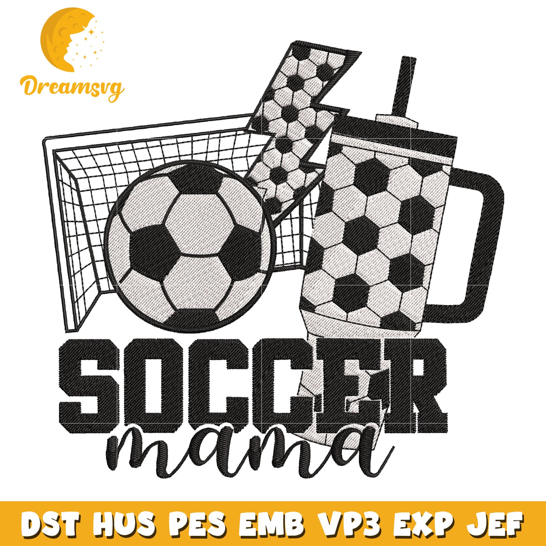 Soccer mama logo embroidery design