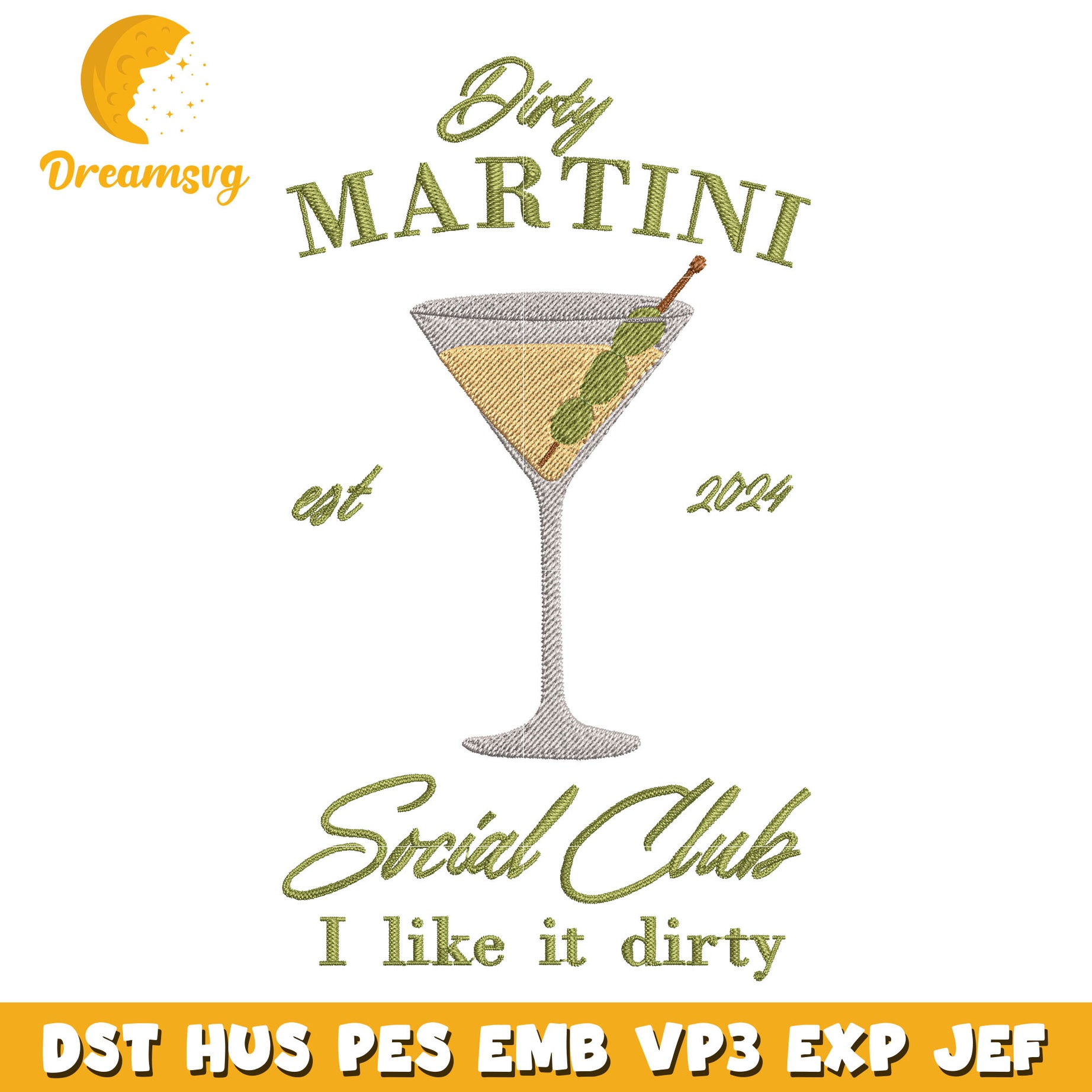 Dirty martini est 2024 embroidery design