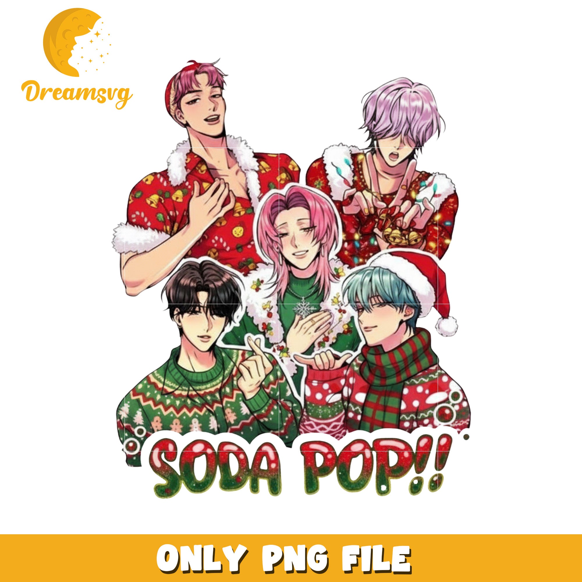 Soda pop saja song png, christmas sweater​ png, korean cartoon png