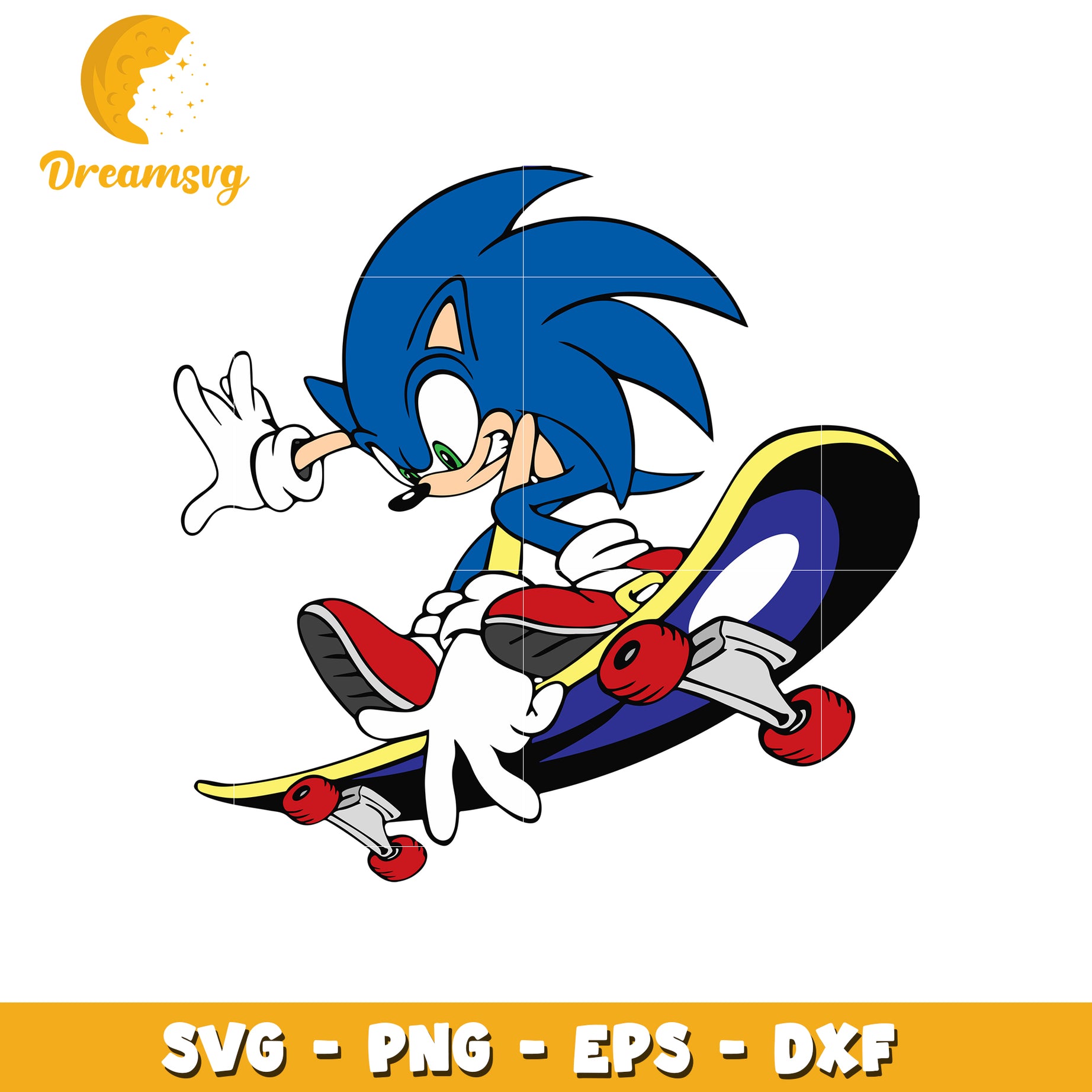 Sonic Skateboarding SVG PNG EPS DXF