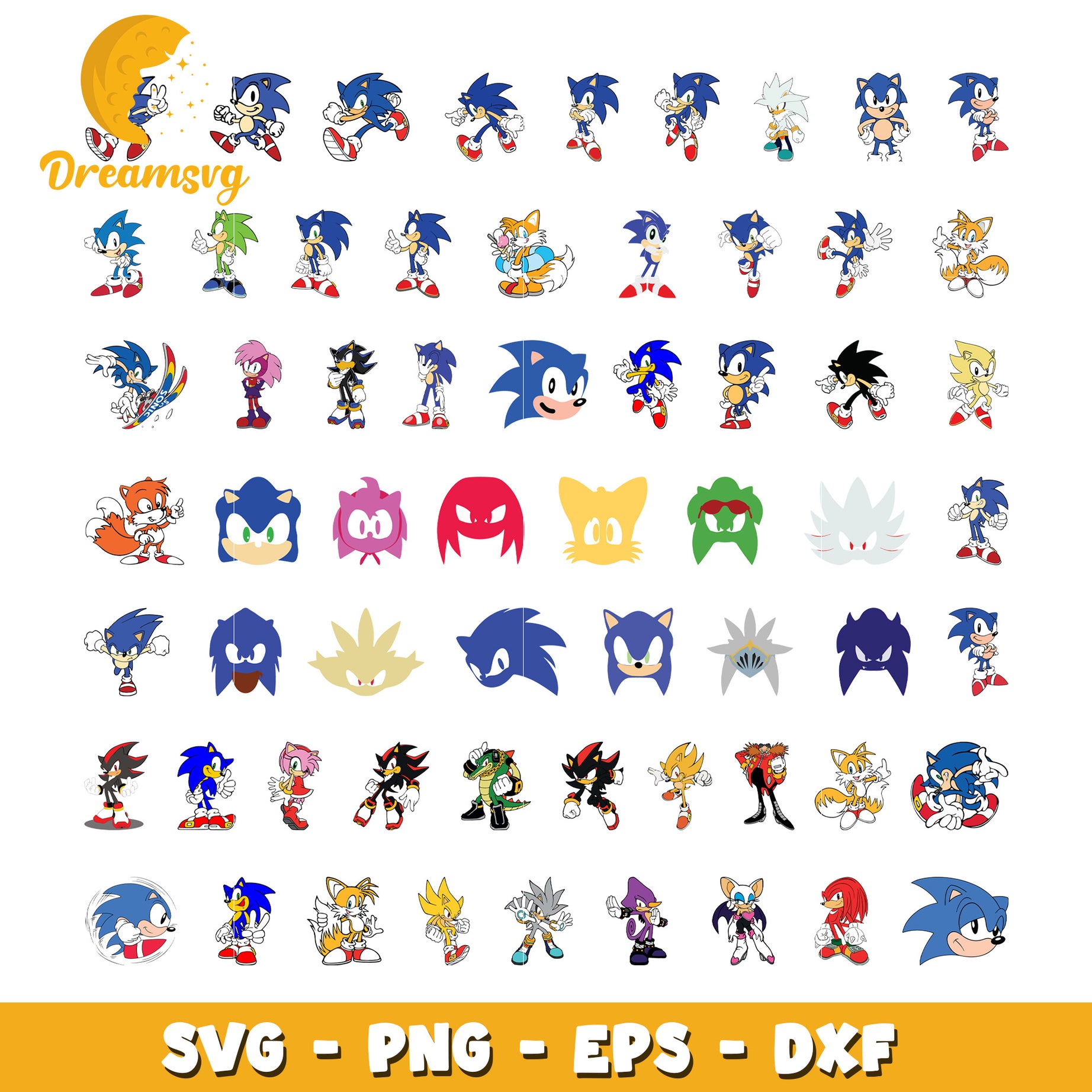 Sonic and friends bundle svg, Sonic the Hedgehog svg