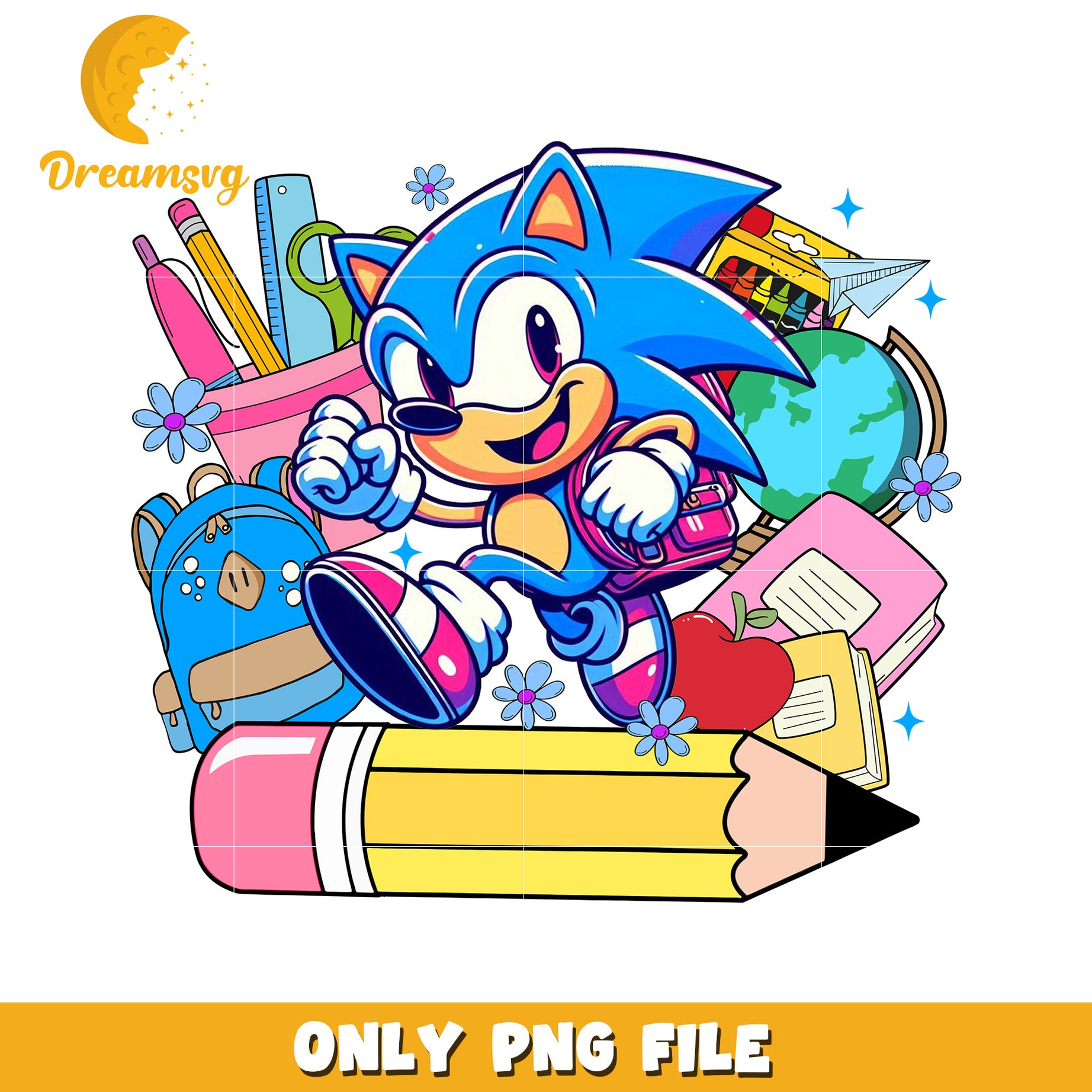 Sonic back to school png, cute sonic png, sonic character png