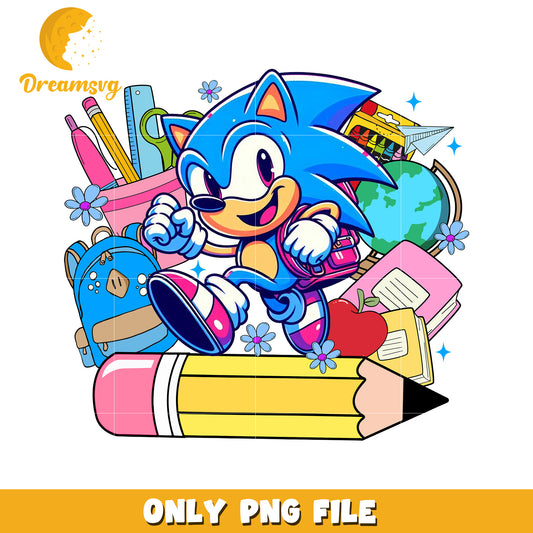 Sonic back to school png, cute sonic png, sonic character png