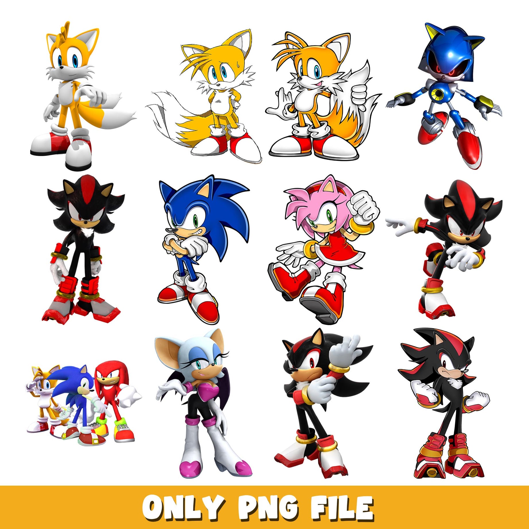 Sonic the hedgehog cartoon friends png, Sonic bundle png, cartoon png 