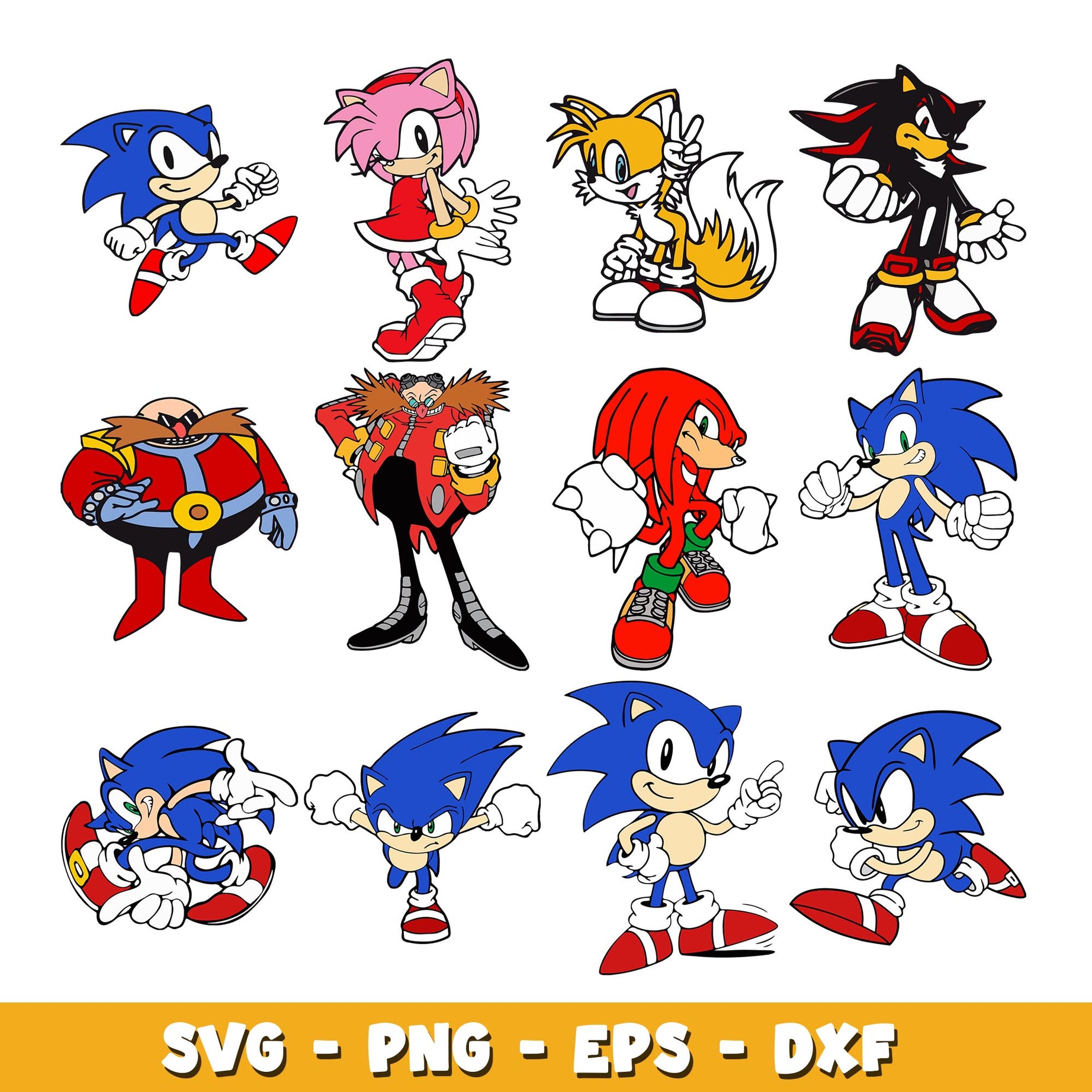 Sonic the hedgehog characters  svg, Sonic bundle svg, cartoon svg 