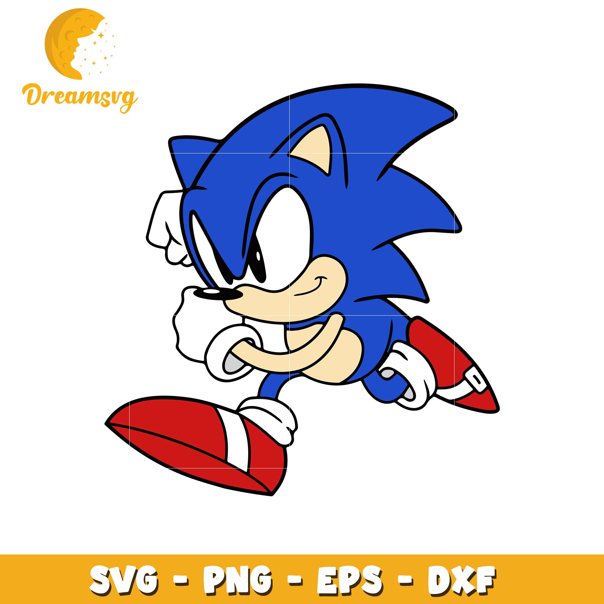 Sonic the Hedgehog Running SVG Clipart for Crafting