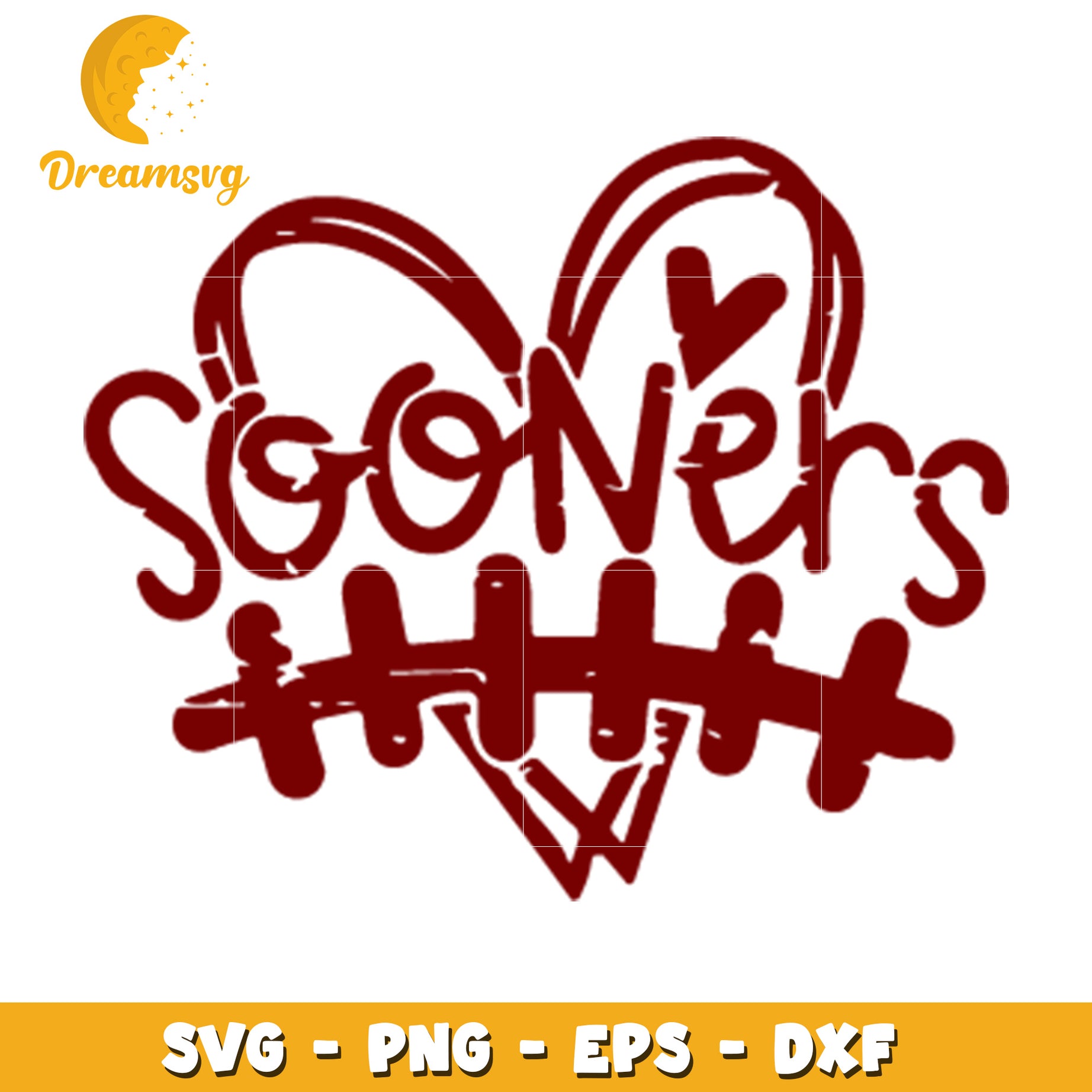 Sooners Heart SVG PNG EPS DXF Cut File