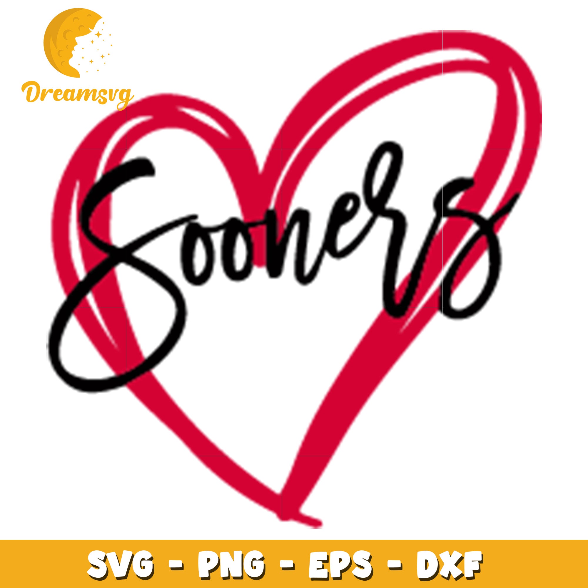 Sooners Heart SVG PNG EPS DXF Cut Files