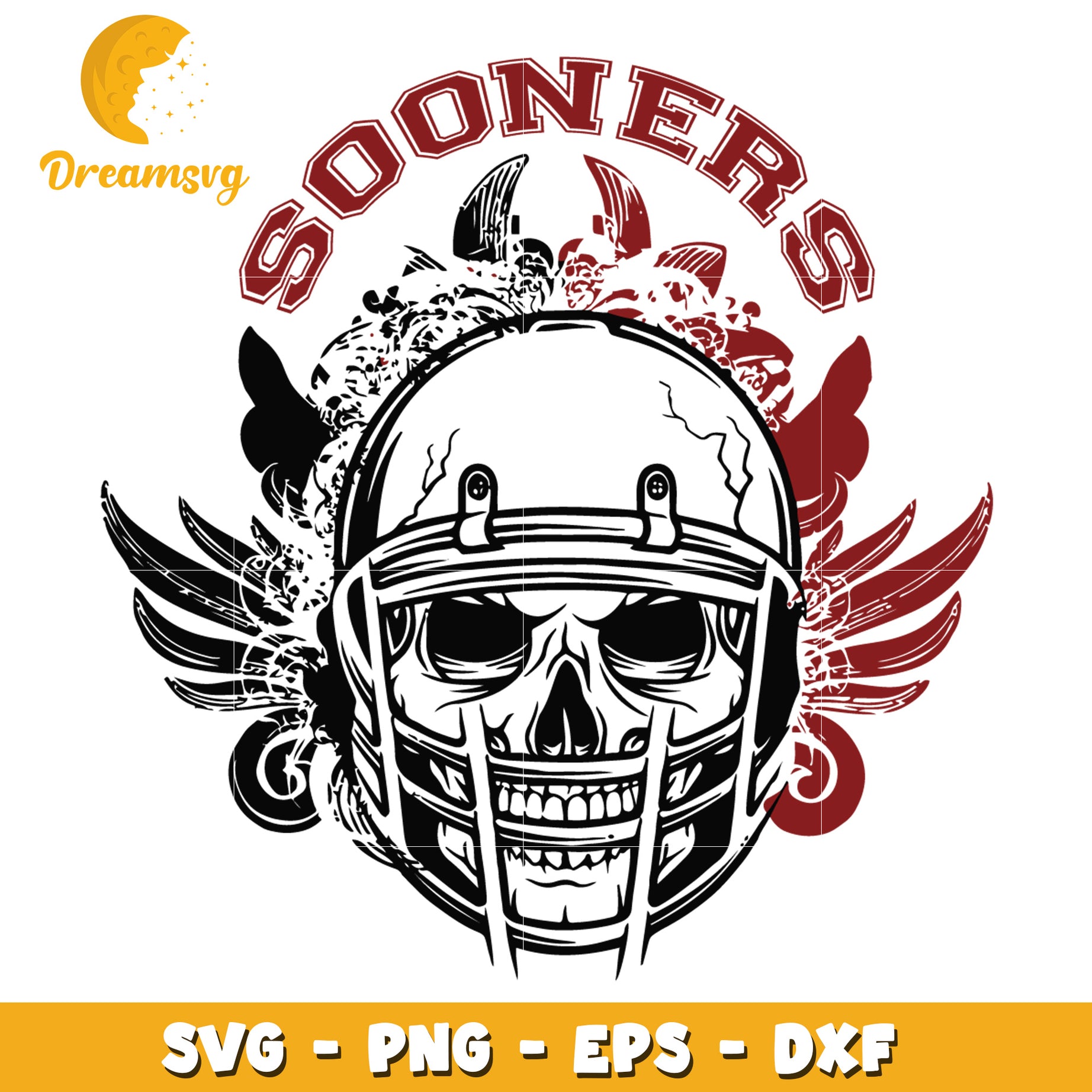 Sooners Skull Football Helmet SVG PNG EPS DXF