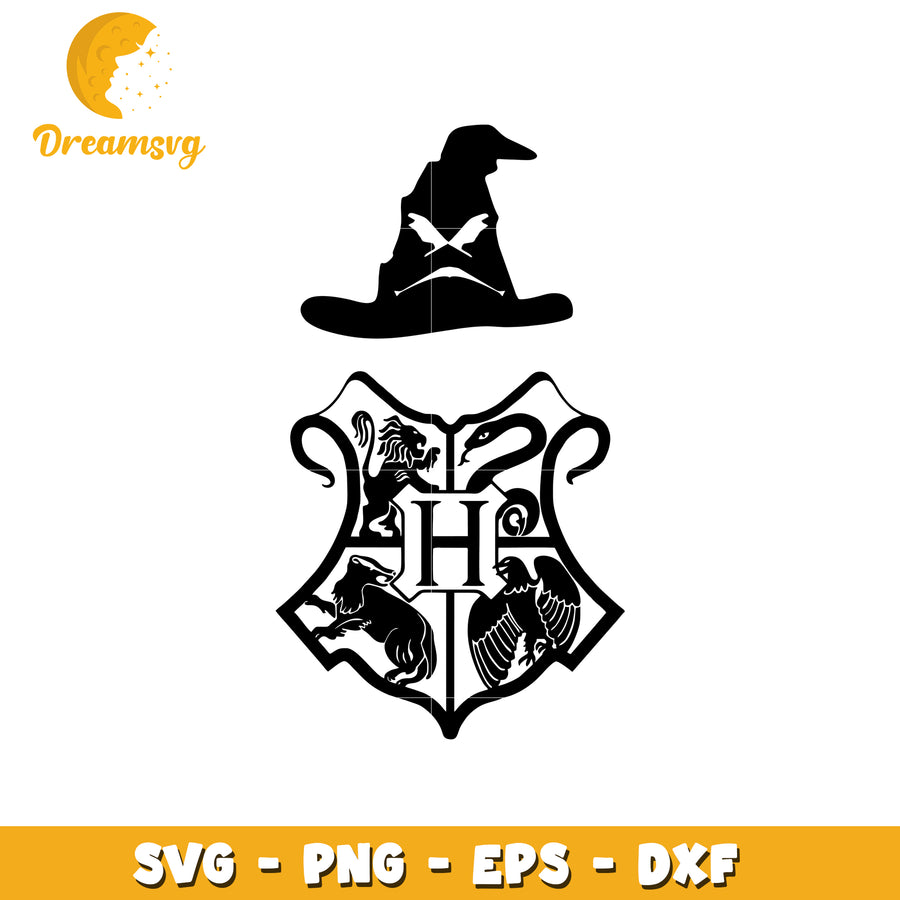 Sorting Hat Hogwarts Crest SVG Cut File