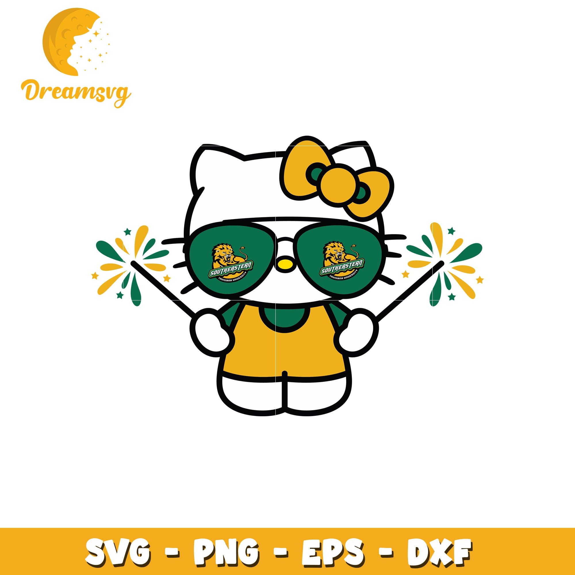Southeastern Cheerful Cat with Glasses SVG Design