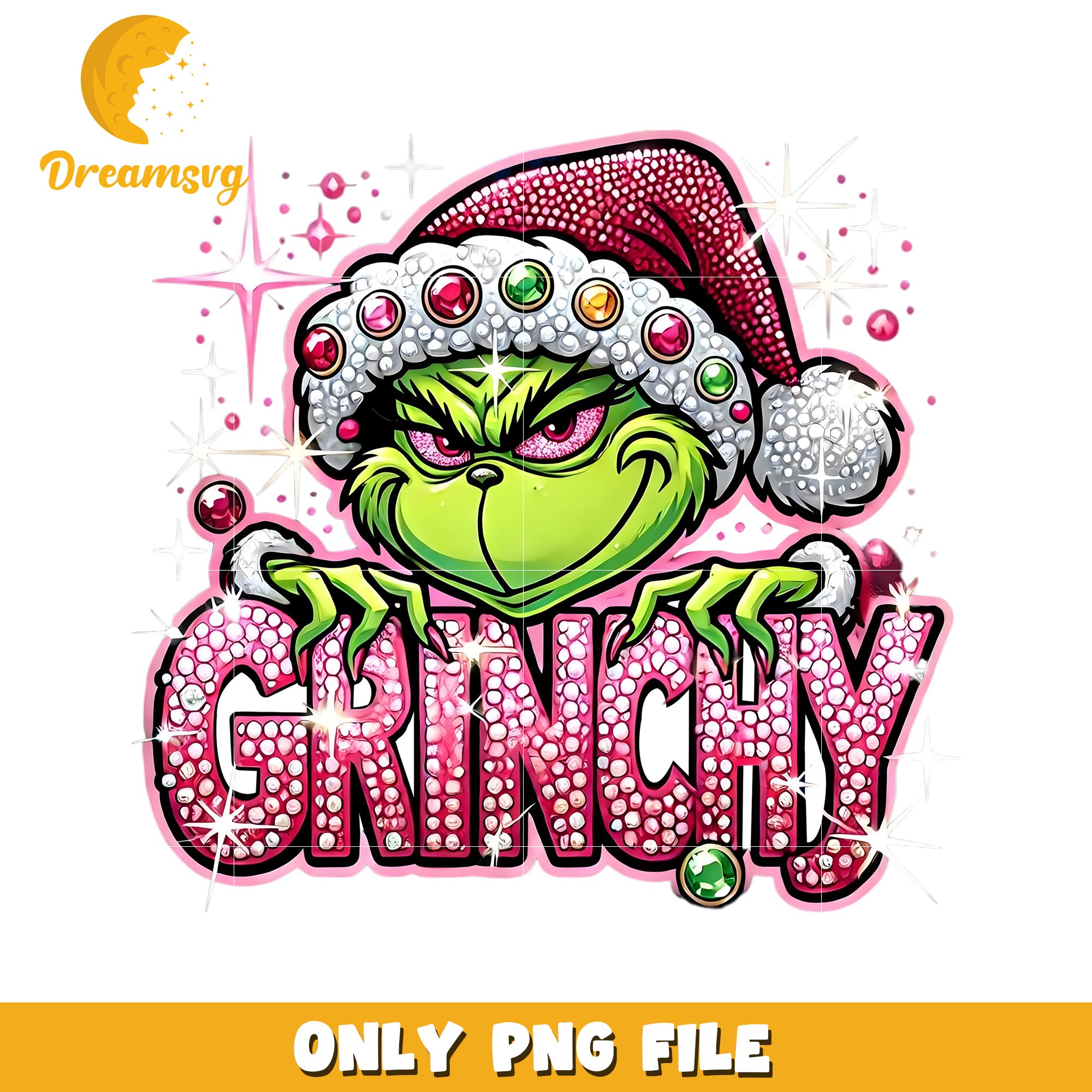 Sparkling grinchy png, white christmas png, grinch face png