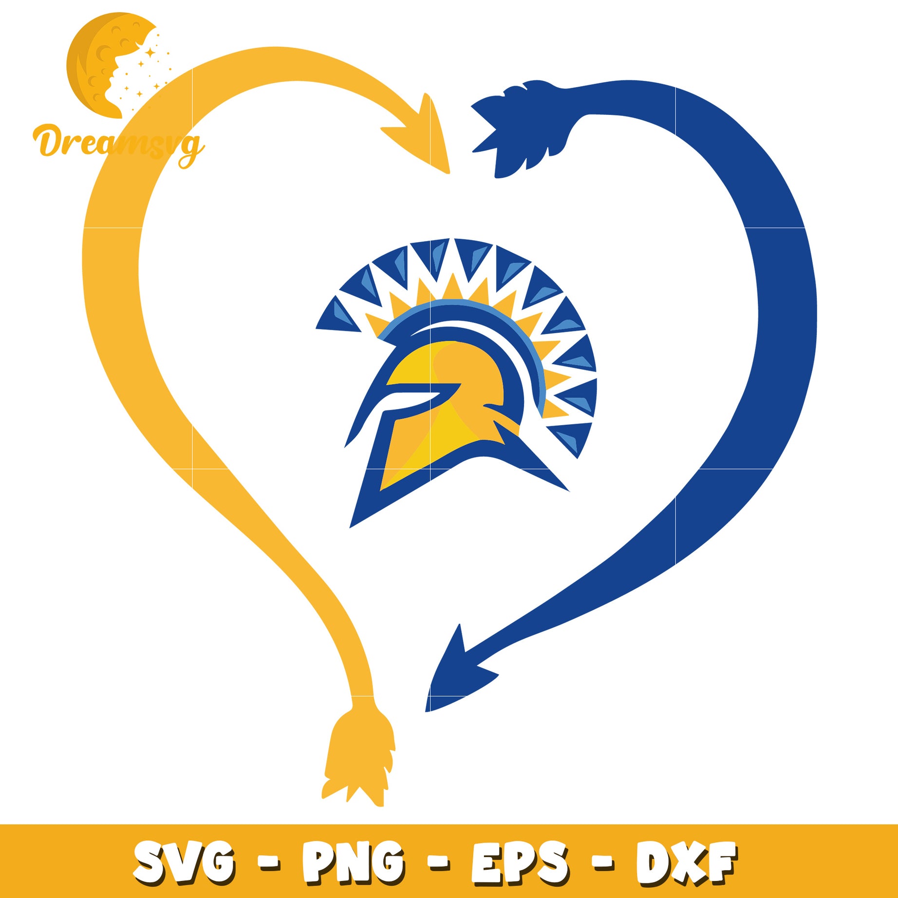 Spartan Helmet Heart SVG PNG EPS DXF