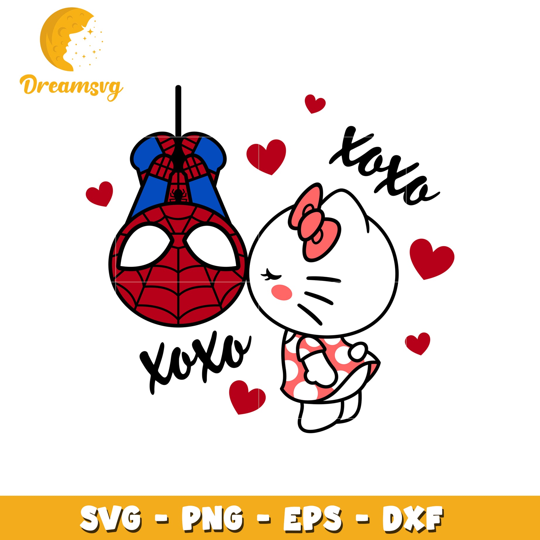 Spiderman Hello Kitty Kiss SVG Cut File