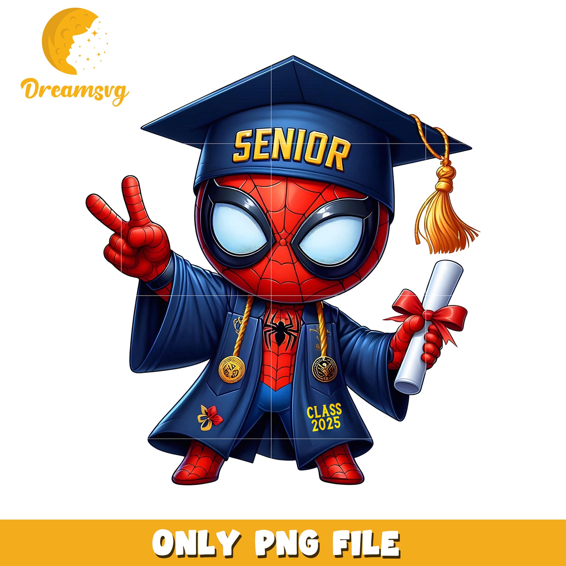 Spider man graduation png, spiderman in cap and gown png, marvel graduate character png