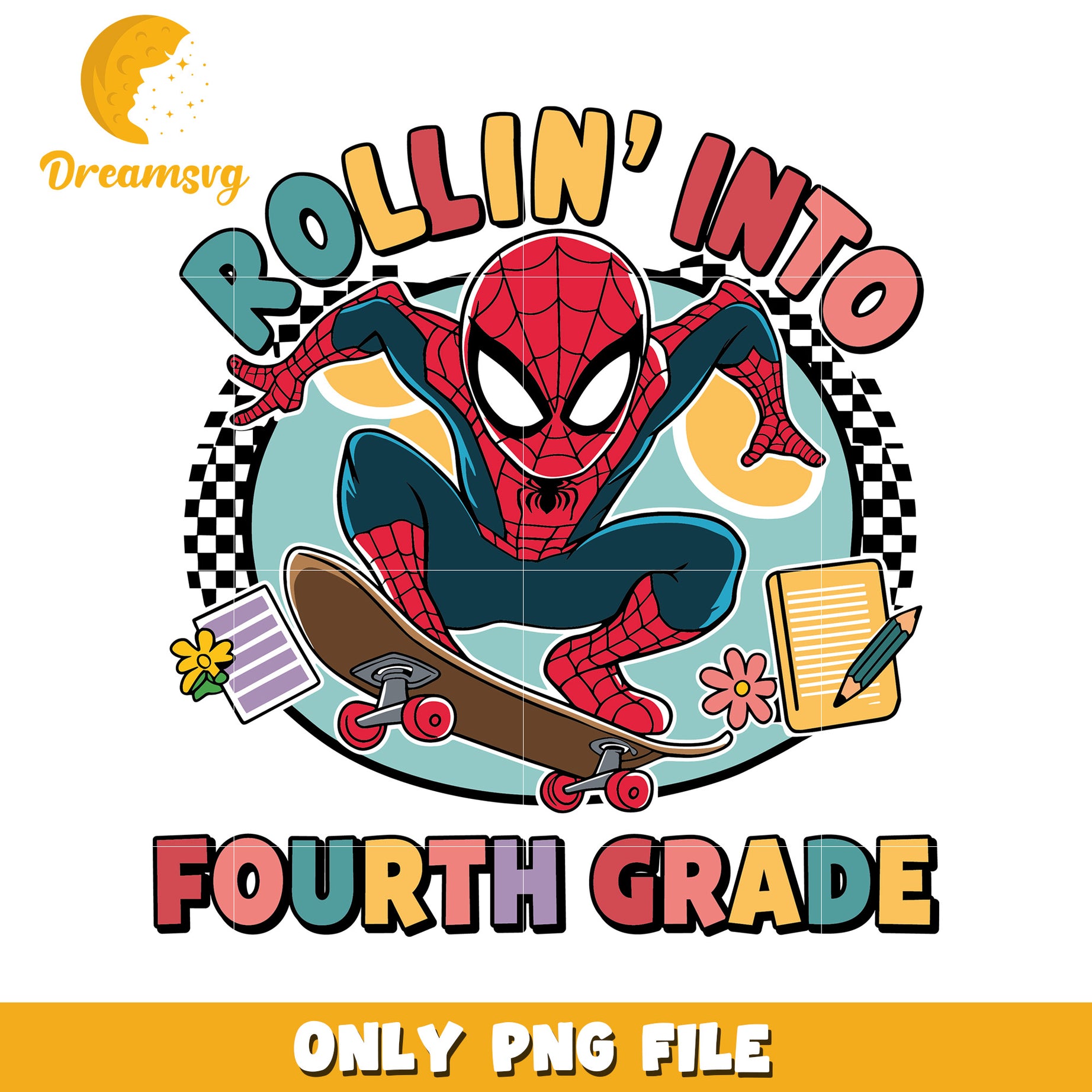 Spiderman rollin into fourth grade png, avenger characters png, spiderman png