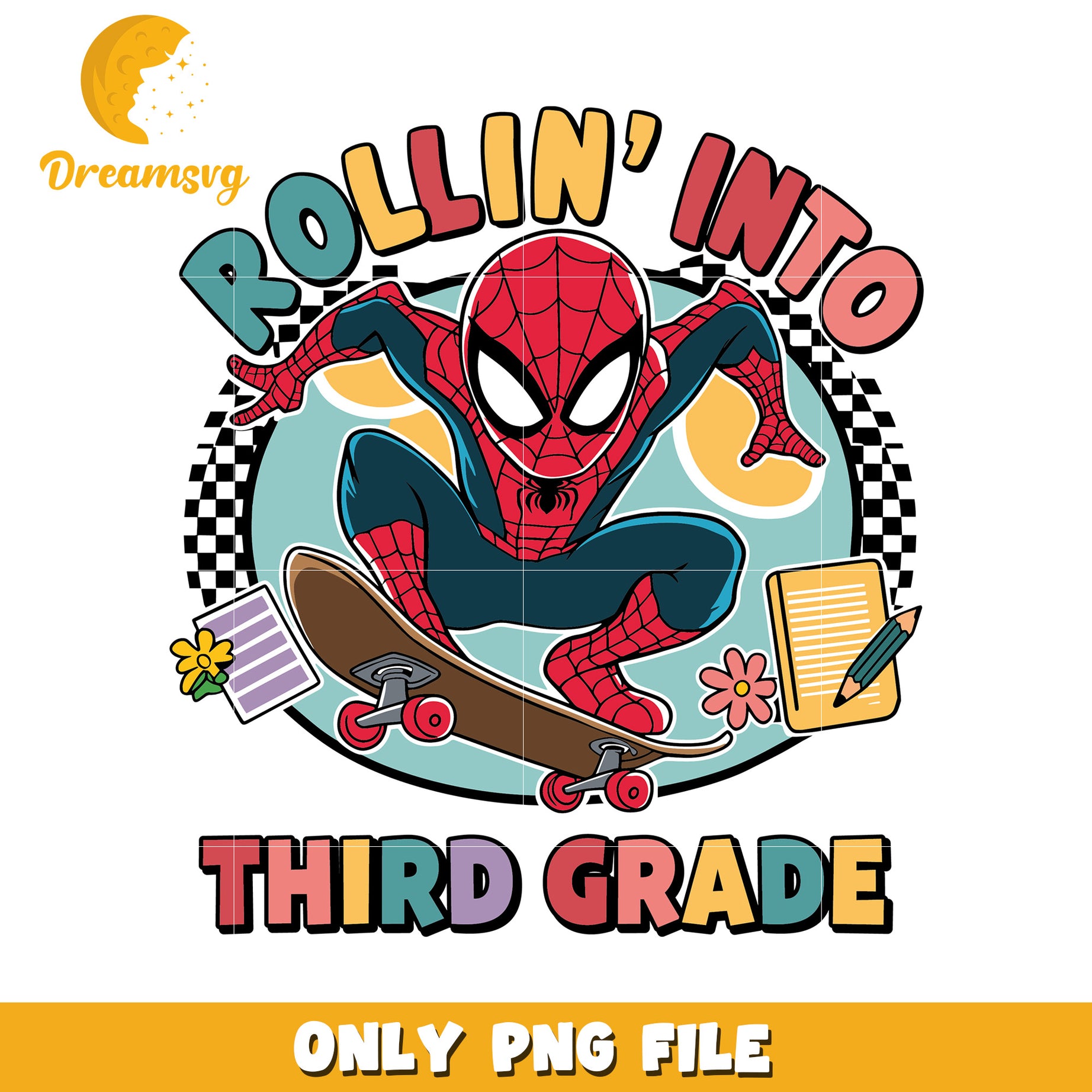 Spiderman rollin into third grade png, avenger characters png, spiderman png