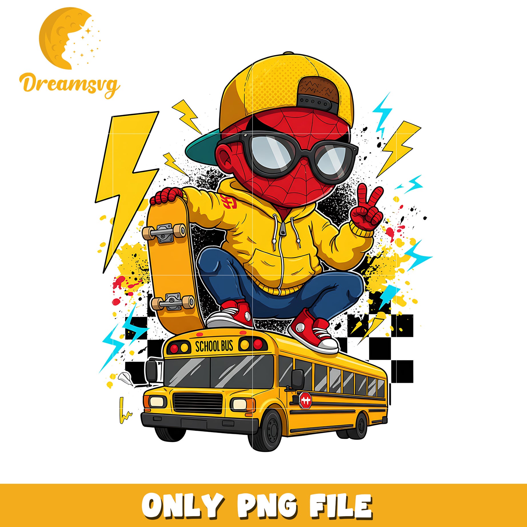 Spiderman school bus png, avengers movies png, avnegers characters png