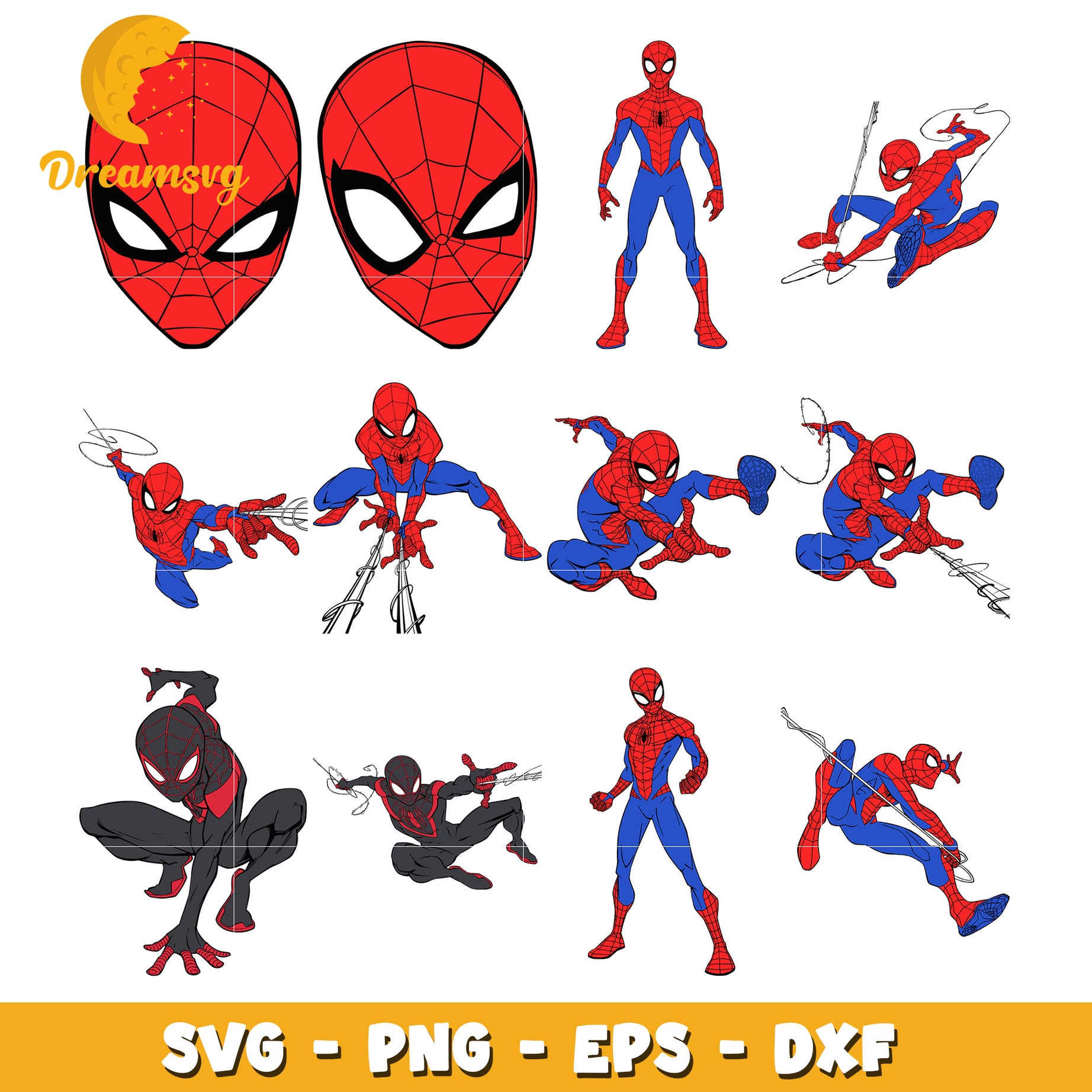 Spiderman hero outline bundle svg, Spiderman hero svg