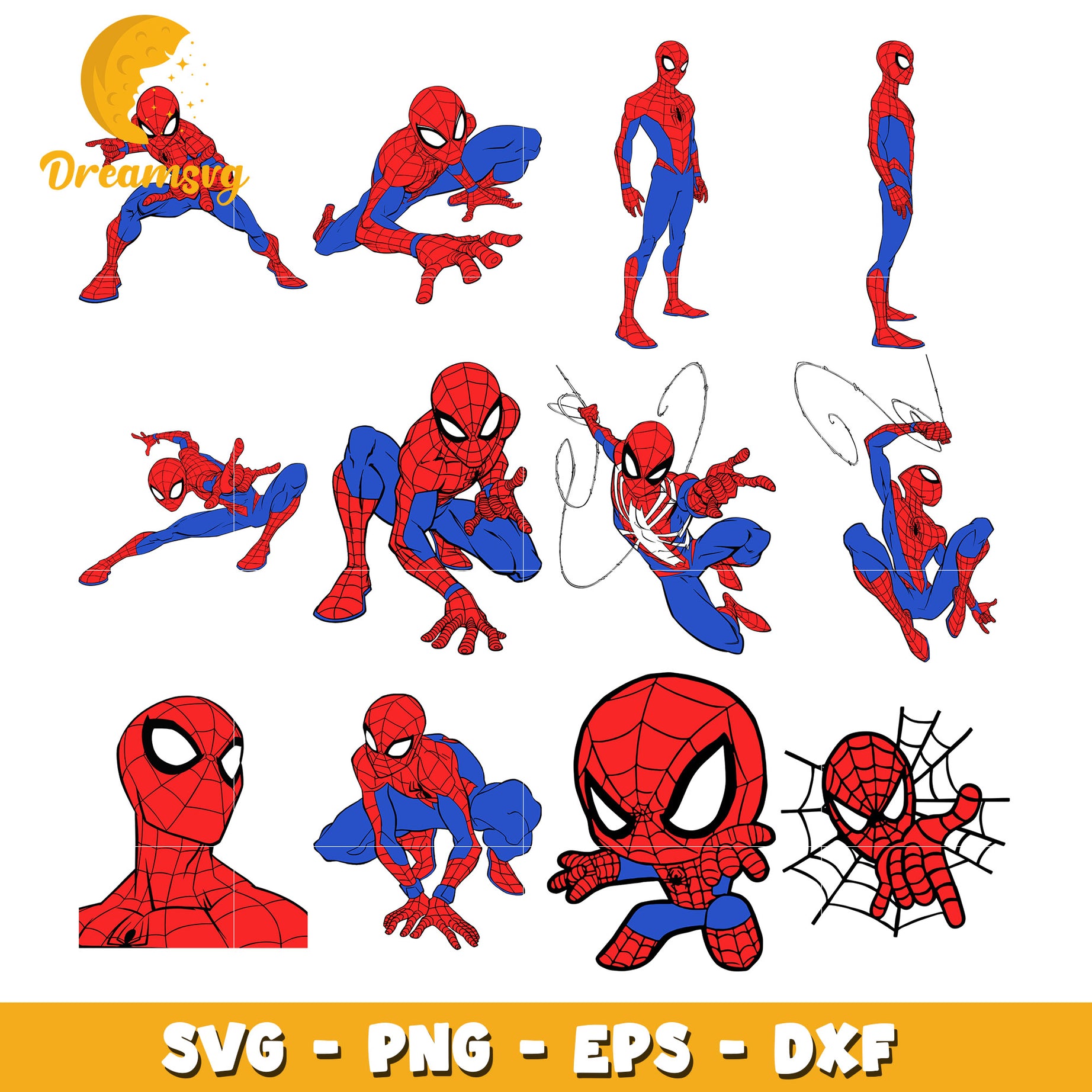 Spiderman hero outline bundle svg, Spiderman spider svg