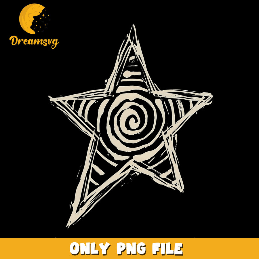 Spiral Star Design PNG, Unique Art Style, Abstract PNG