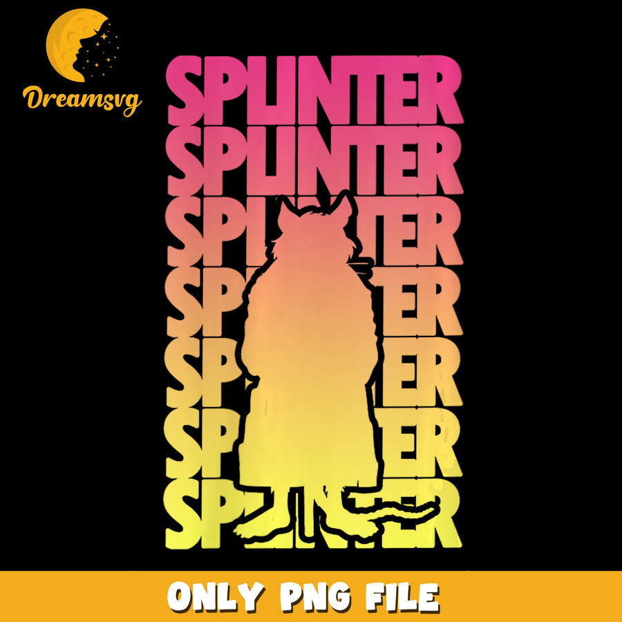 Splinter Stacked Repeat Text TMNT PNG, Ninja Turtles Silhouette, PNG