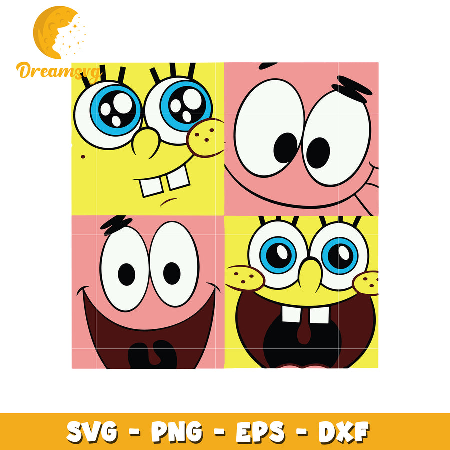 SpongeBob Patrick Faces SVG PNG EPS DXF