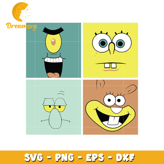 SpongeBob SquarePants Faces SVG PNG EPS DXF
