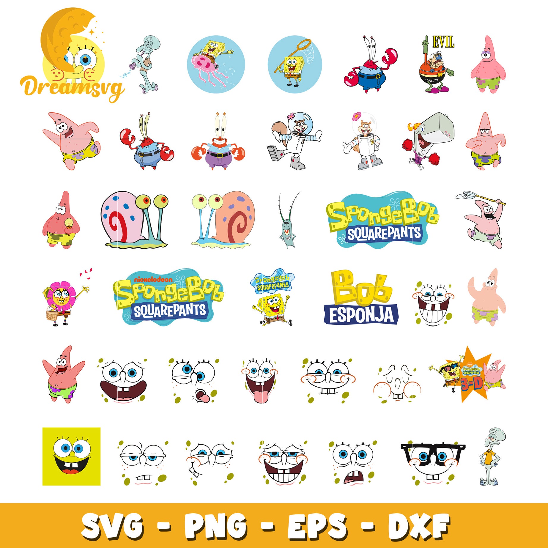 Spongebob characters bundle svg, spongebob squarepants svg