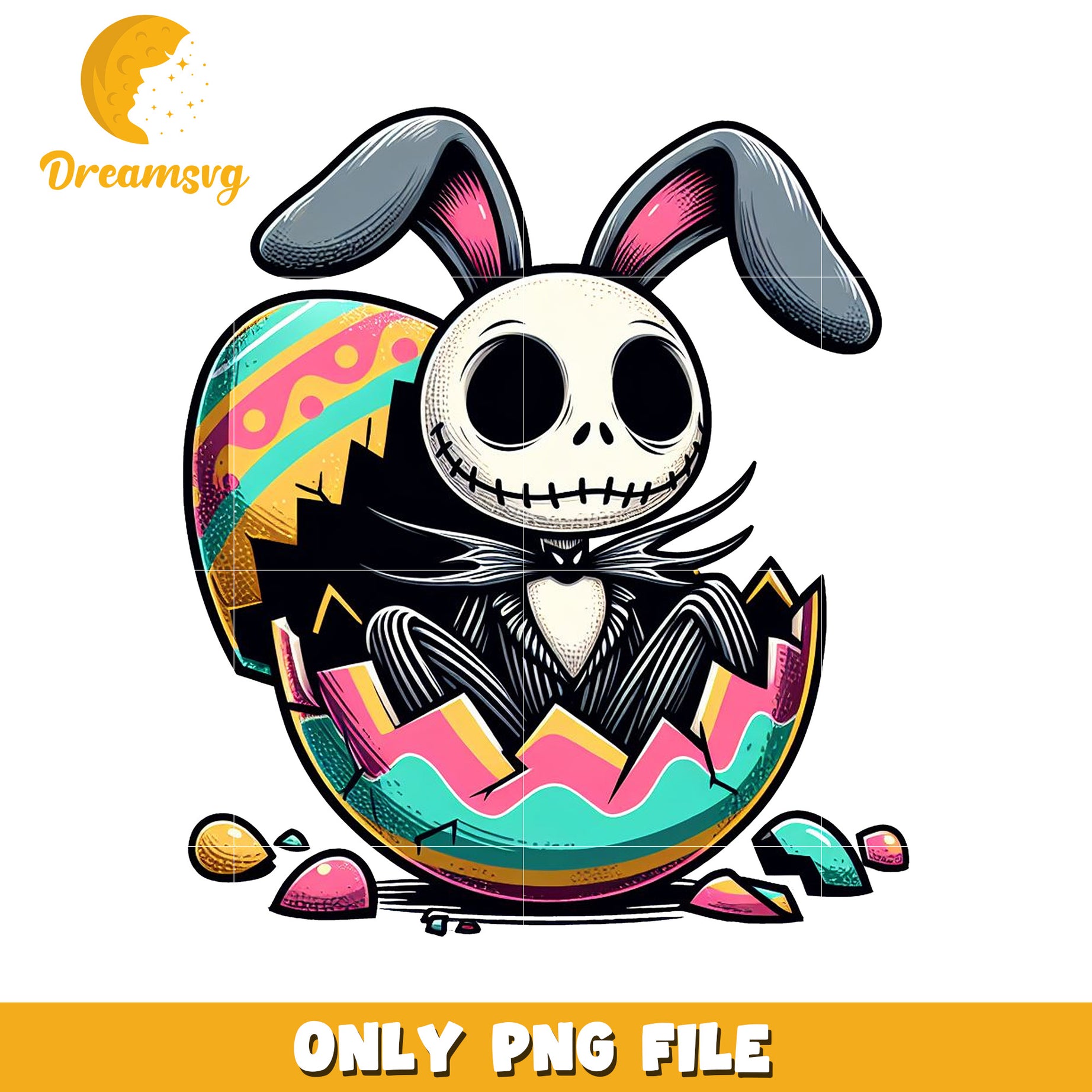 Spooky Bunny Character Easter PNG Graphic for Creatives