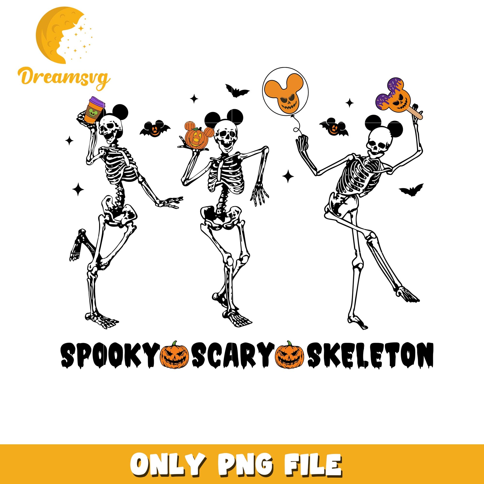 Spooky scary skeleton with Mickey ears png, Disney world halloween vibes png