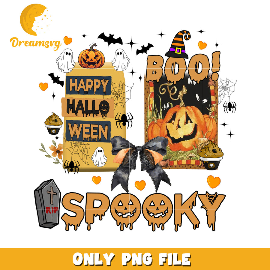 Spooky boo halloween png, halloween drawings​ png, halloween jokes​ png