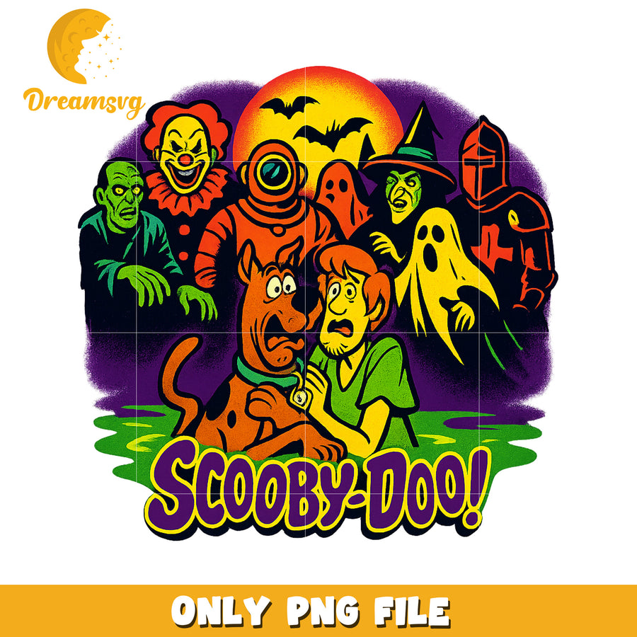Spooky design of schooby doo and shaggy png, scary scooby doo png, halloween scooby doo png