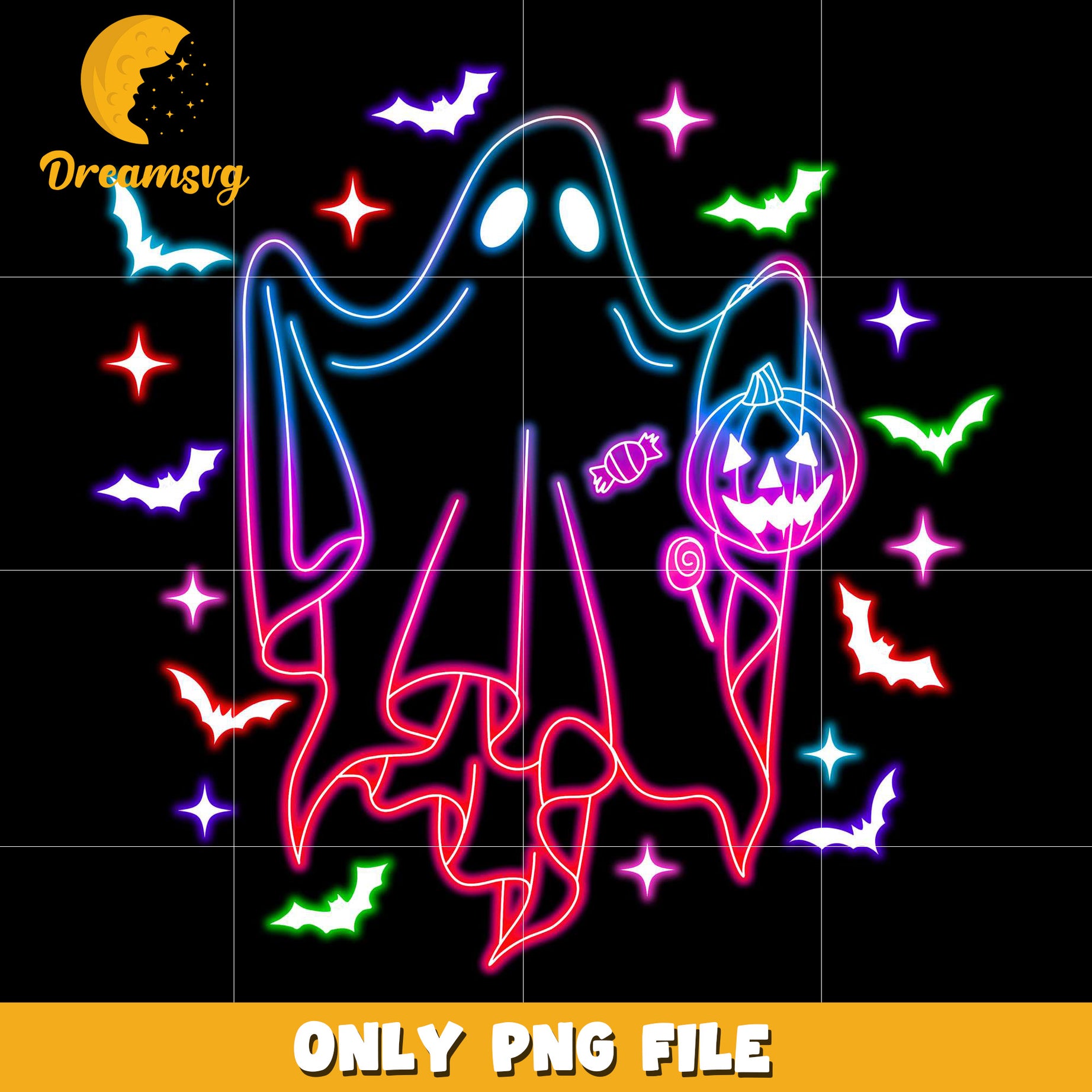 Spooky ghoul neon png, halloween characters​ png, halloween design png