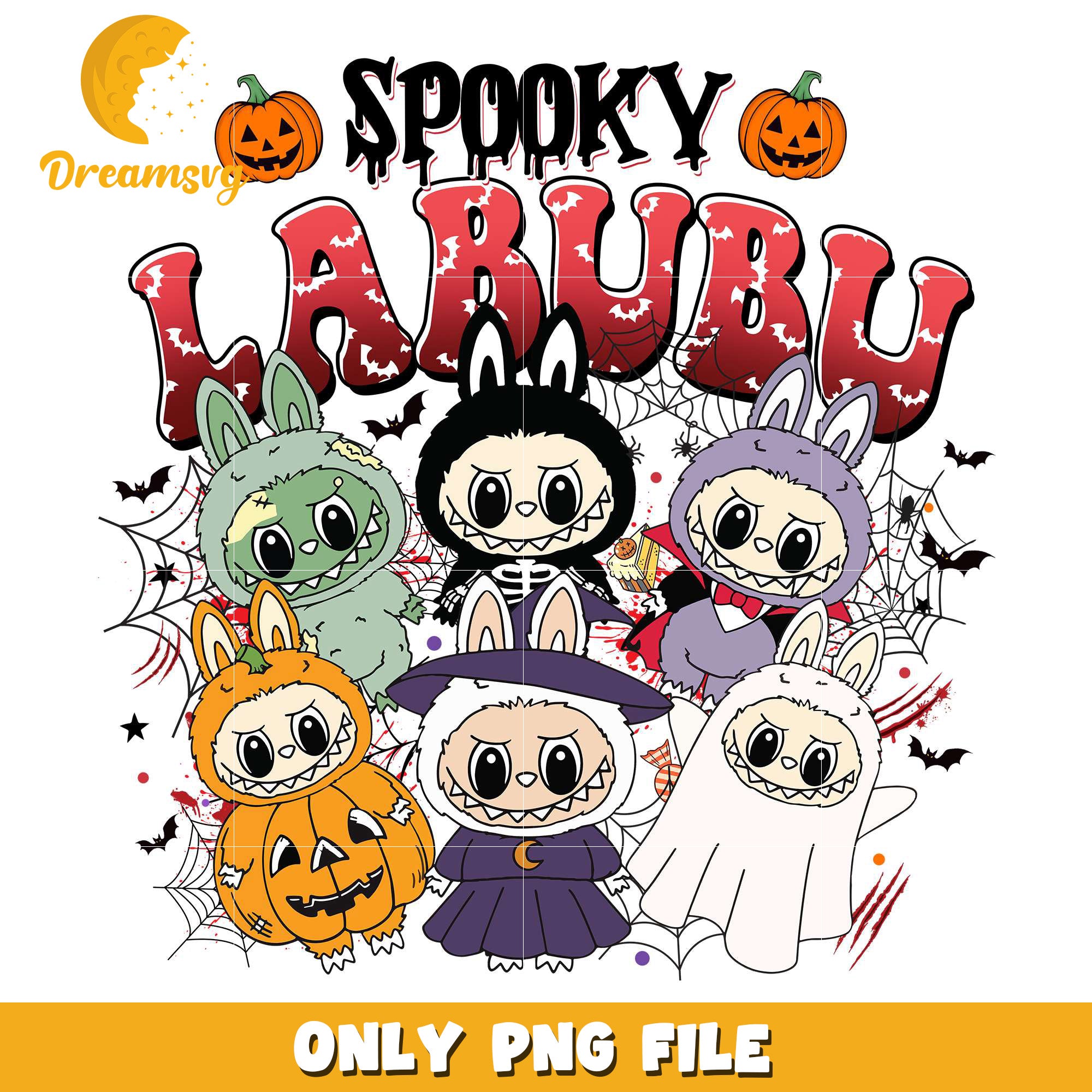 Spooky labubu png, halloween wallpaper​​ png, halloween decorations​ png