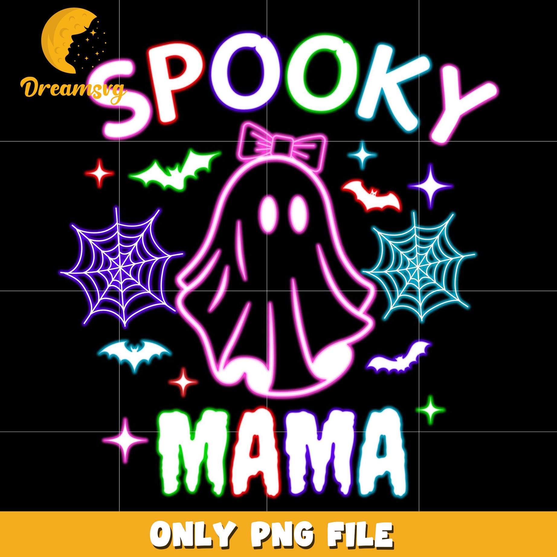 Spooky mama neon png, spooky season​ png, halloween pumpkin png
