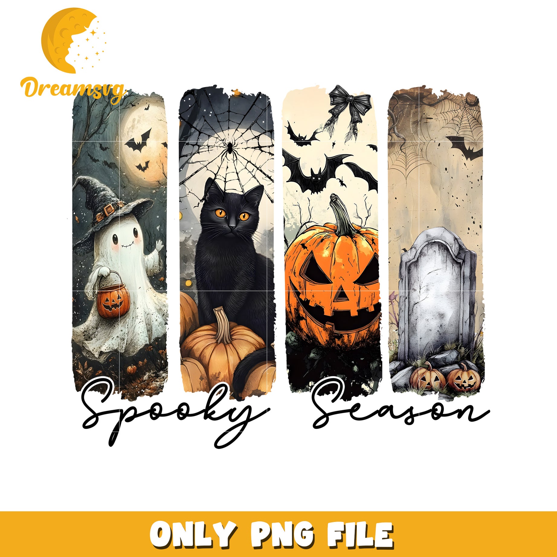 Spooky season design png, halloween decor png, halloween season​ png