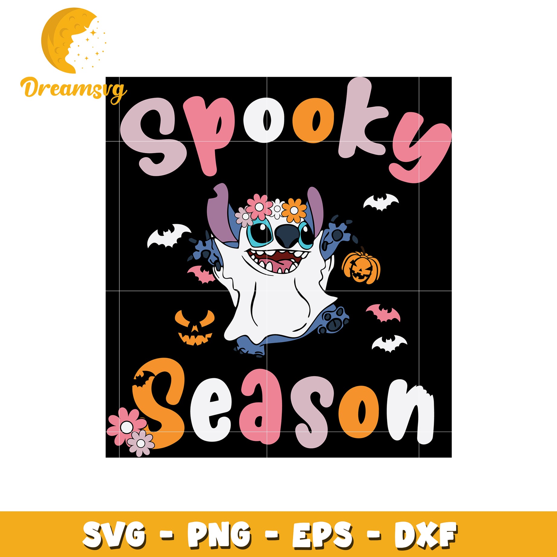 Spooky season stitch ghost svg, stitch character svg, halloween svg