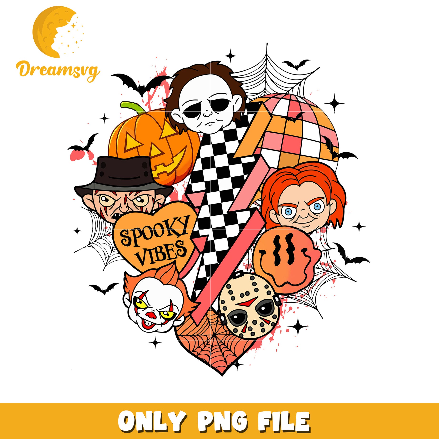 Spooky vibes png, halloween town png, happy design png