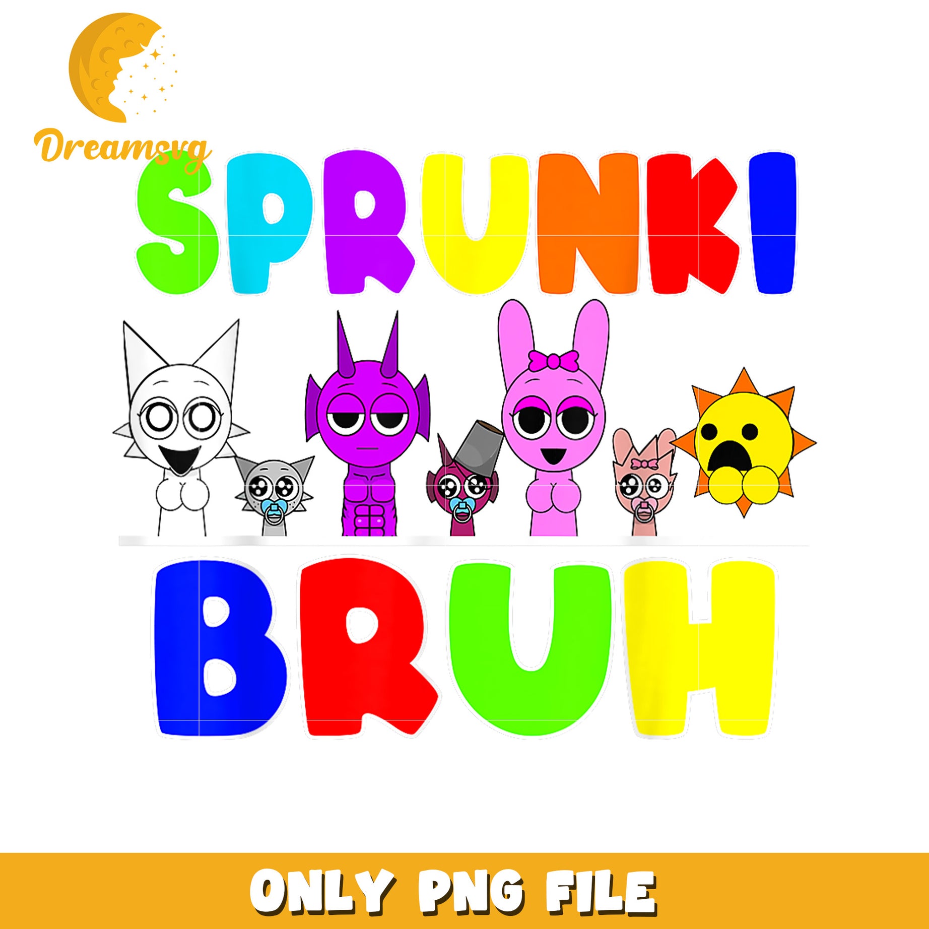SprunKi Bruh PNG, Rainbow Characters, Cartoon Family