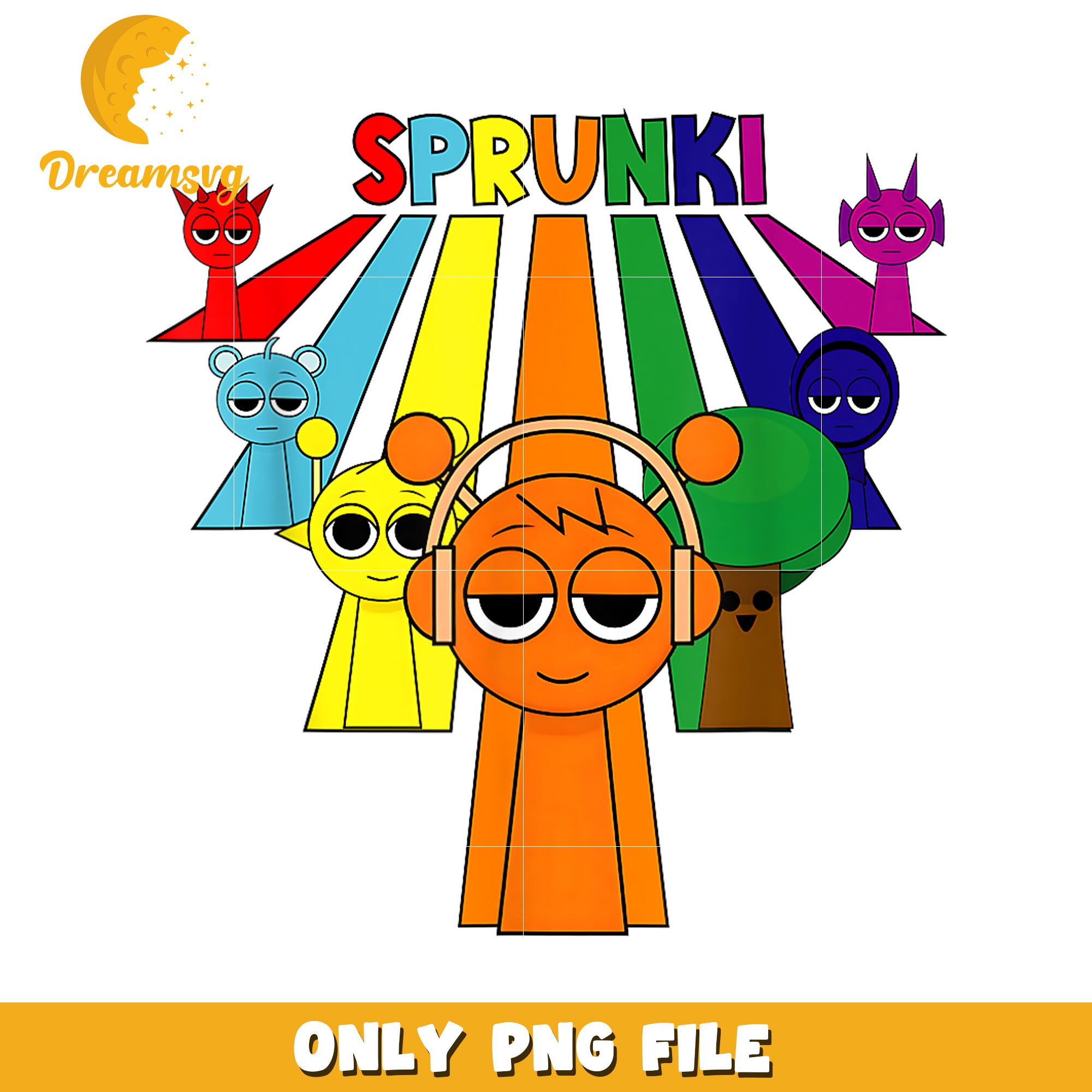 Sprunki PNG, Cartoon Characters, Rainbow Design