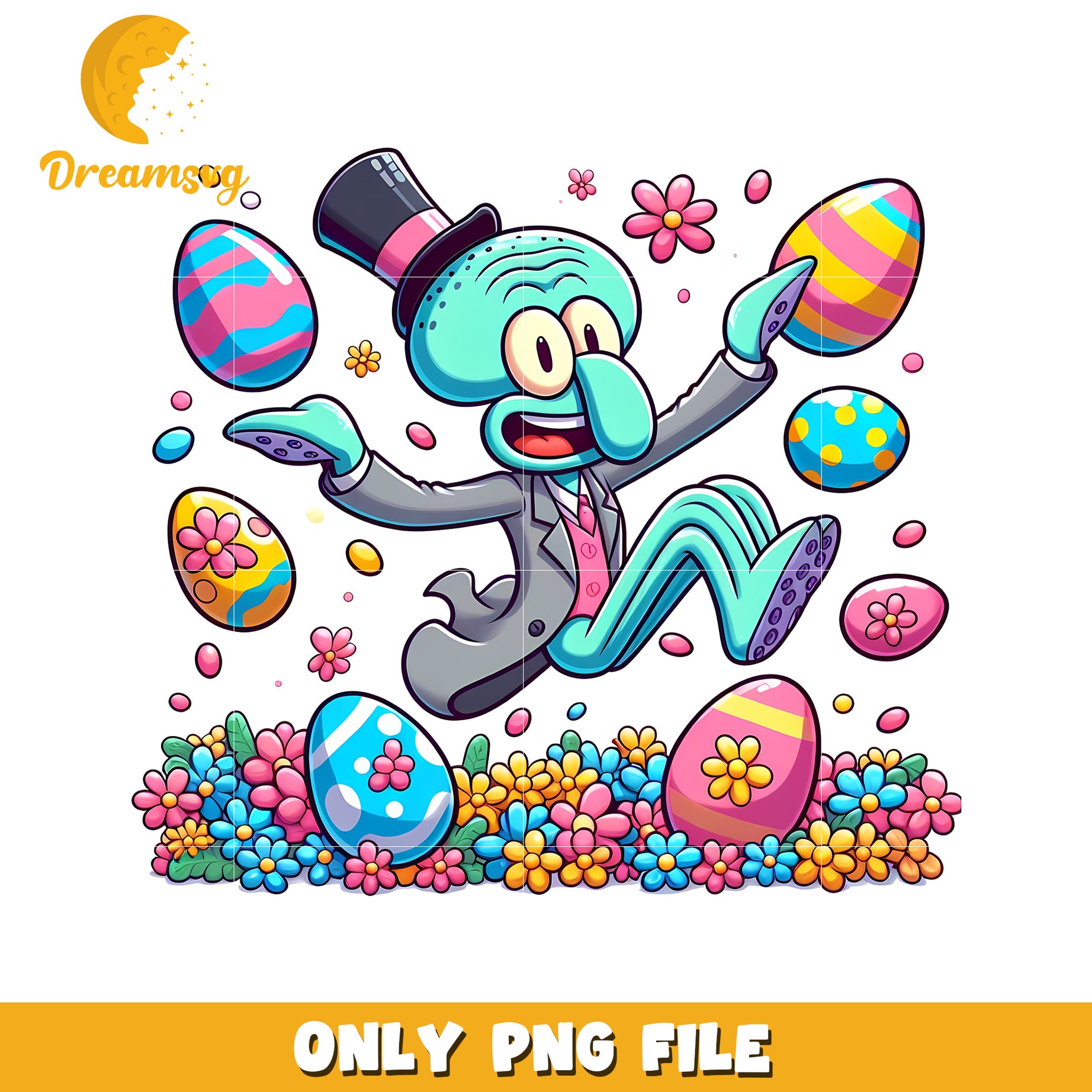 Squilliam fancyson easter day png, easter eggs png, cartoon png