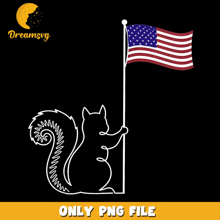Squirrel Holding American Flag PNG, 4th Of July Patriotic, USA PNG