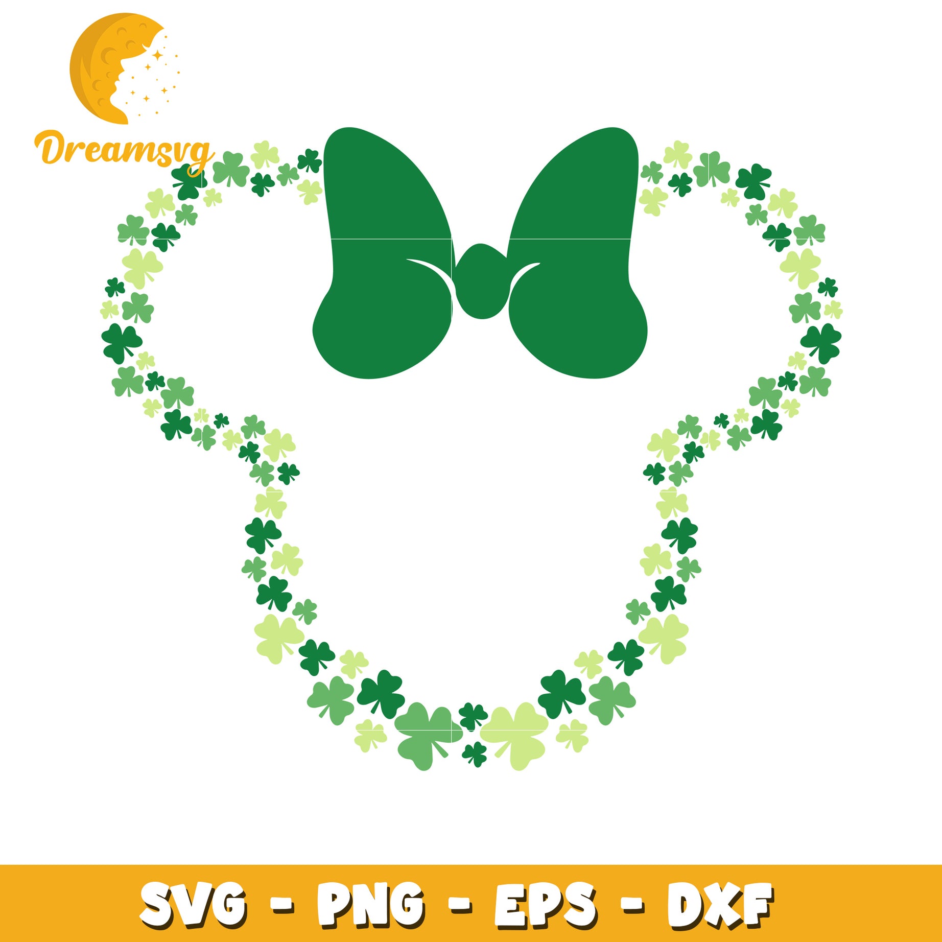 St Patrick's Day Bow and Shamrock Wreath SVG Clipart Design