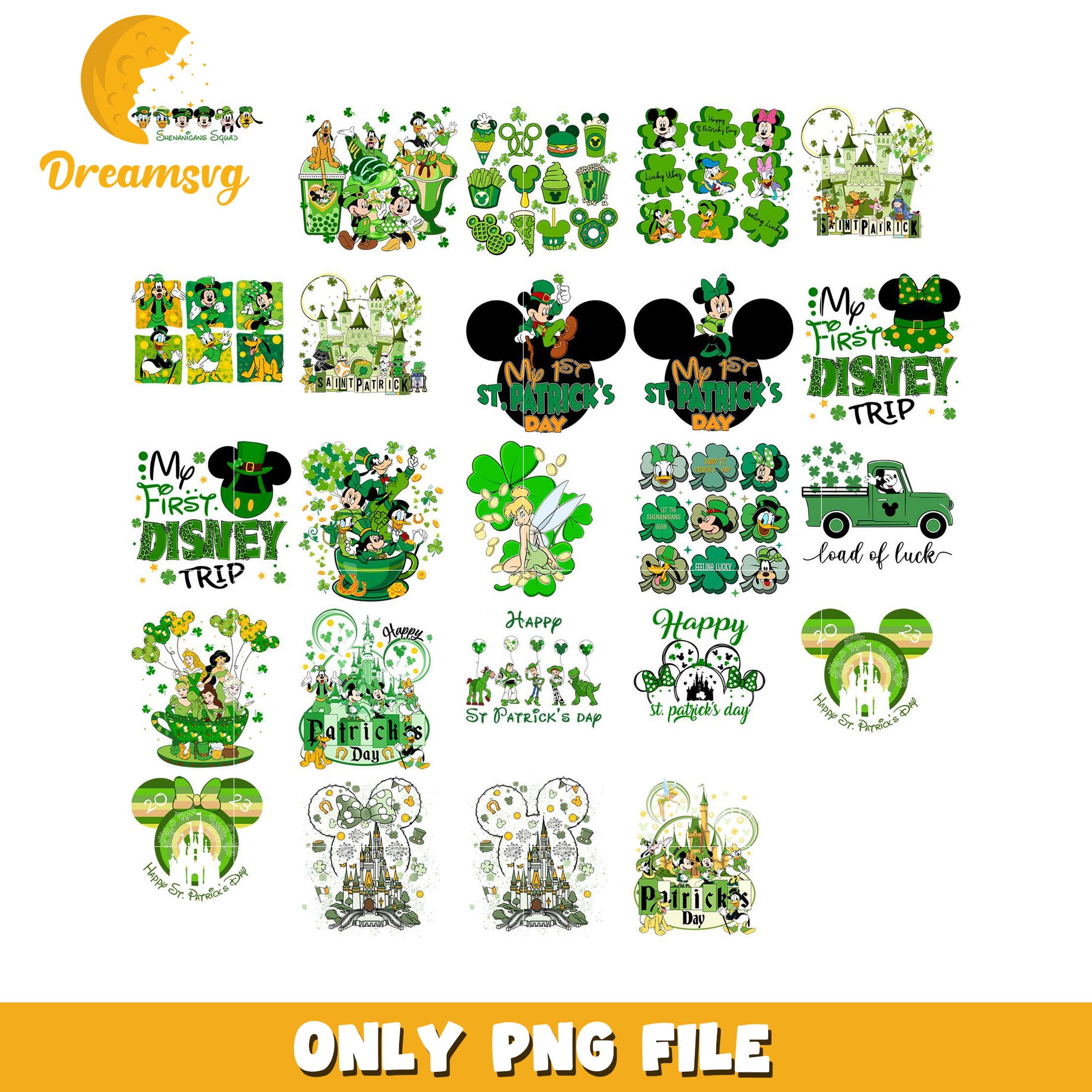 St Patrick's Day Bundle PNG Fun Disney Green Designs