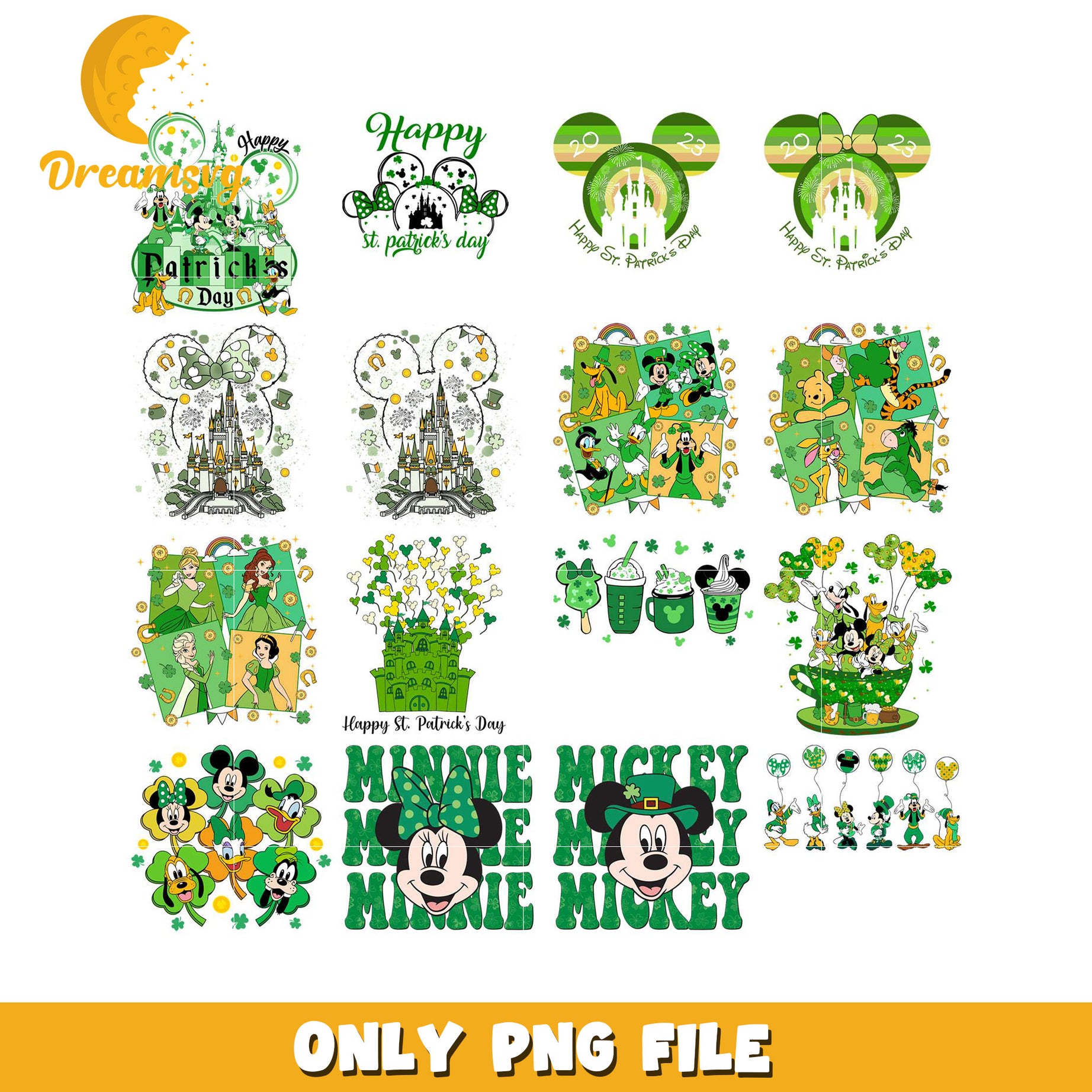 St Patrick's Day Disney PNG Bundle for Crafts and Projects