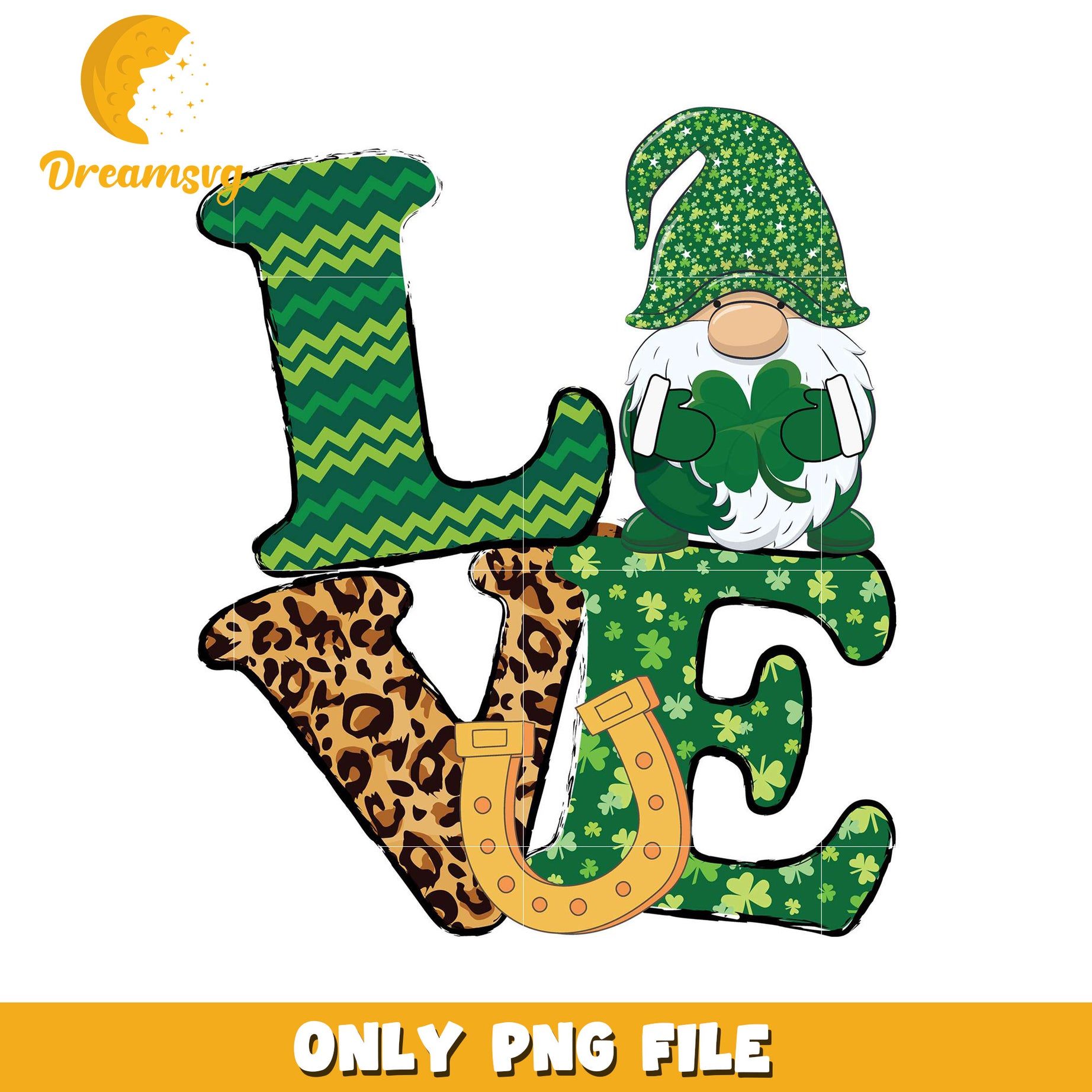 St Patricks Day Gnome Love PNG