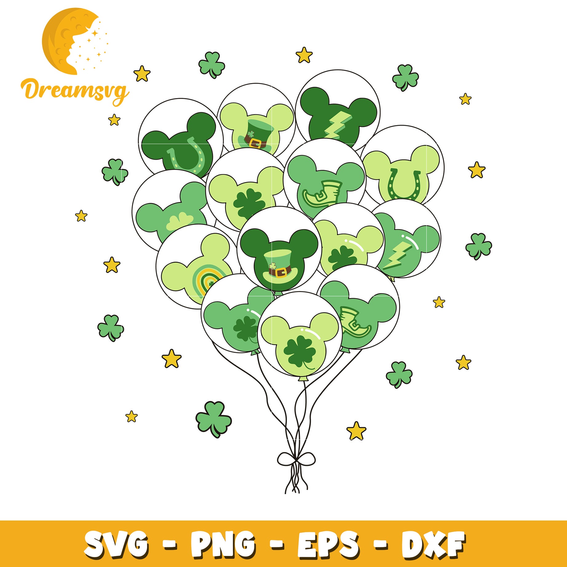 St Patricks Day Mickey Balloons SVG PNG EPS DXF