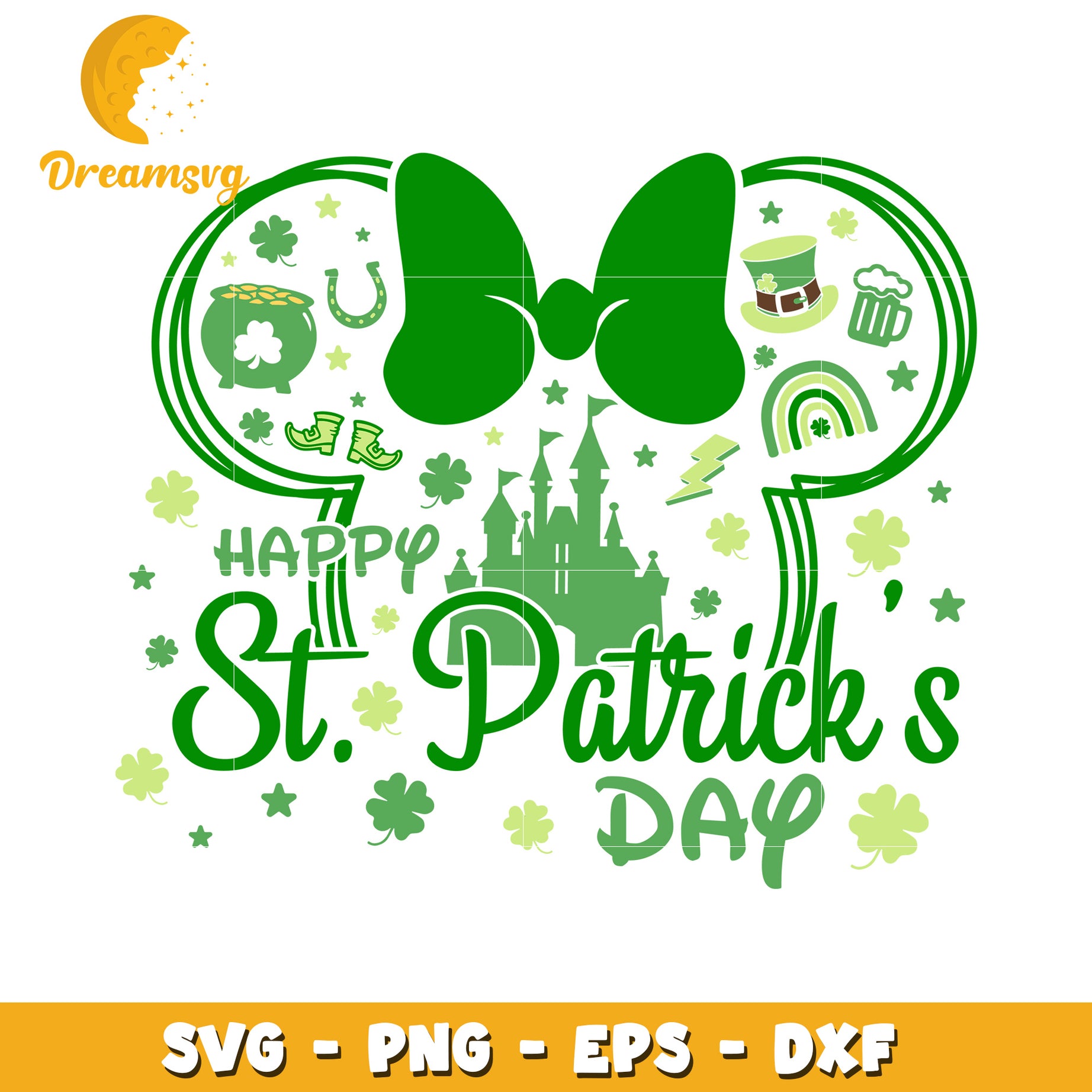 St Patricks Day SVG Minnie Bow PNG EPS DXF