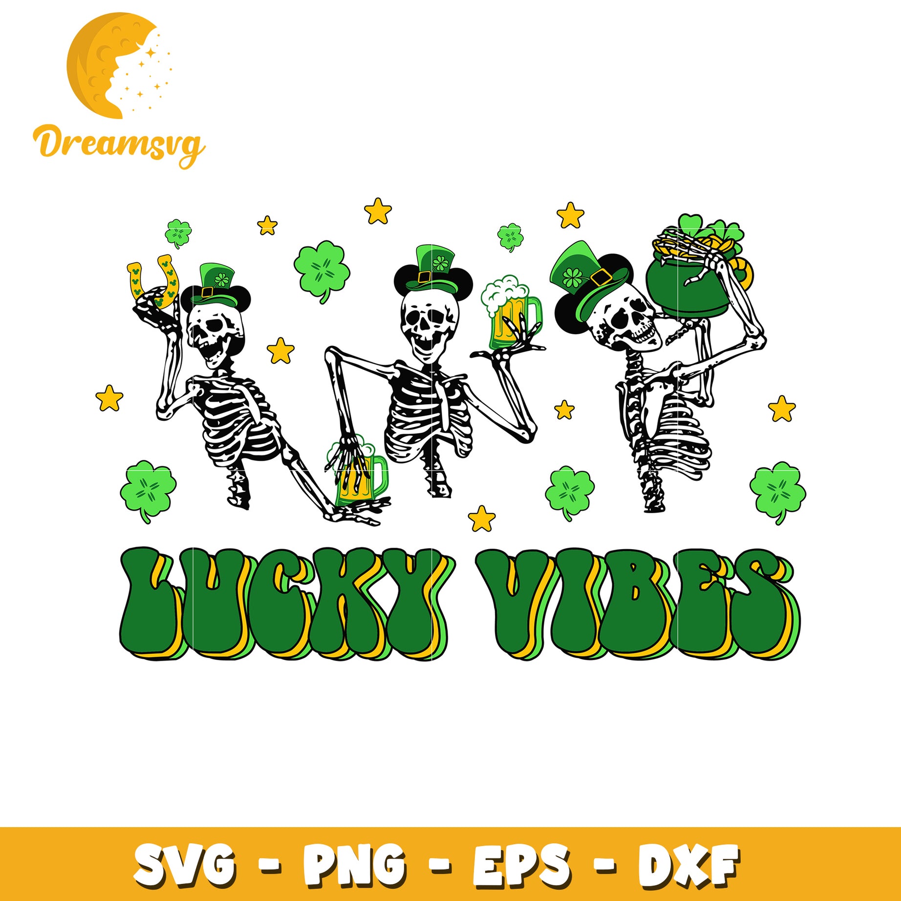 St Patricks Day Skeletons SVG Lucky Vibes